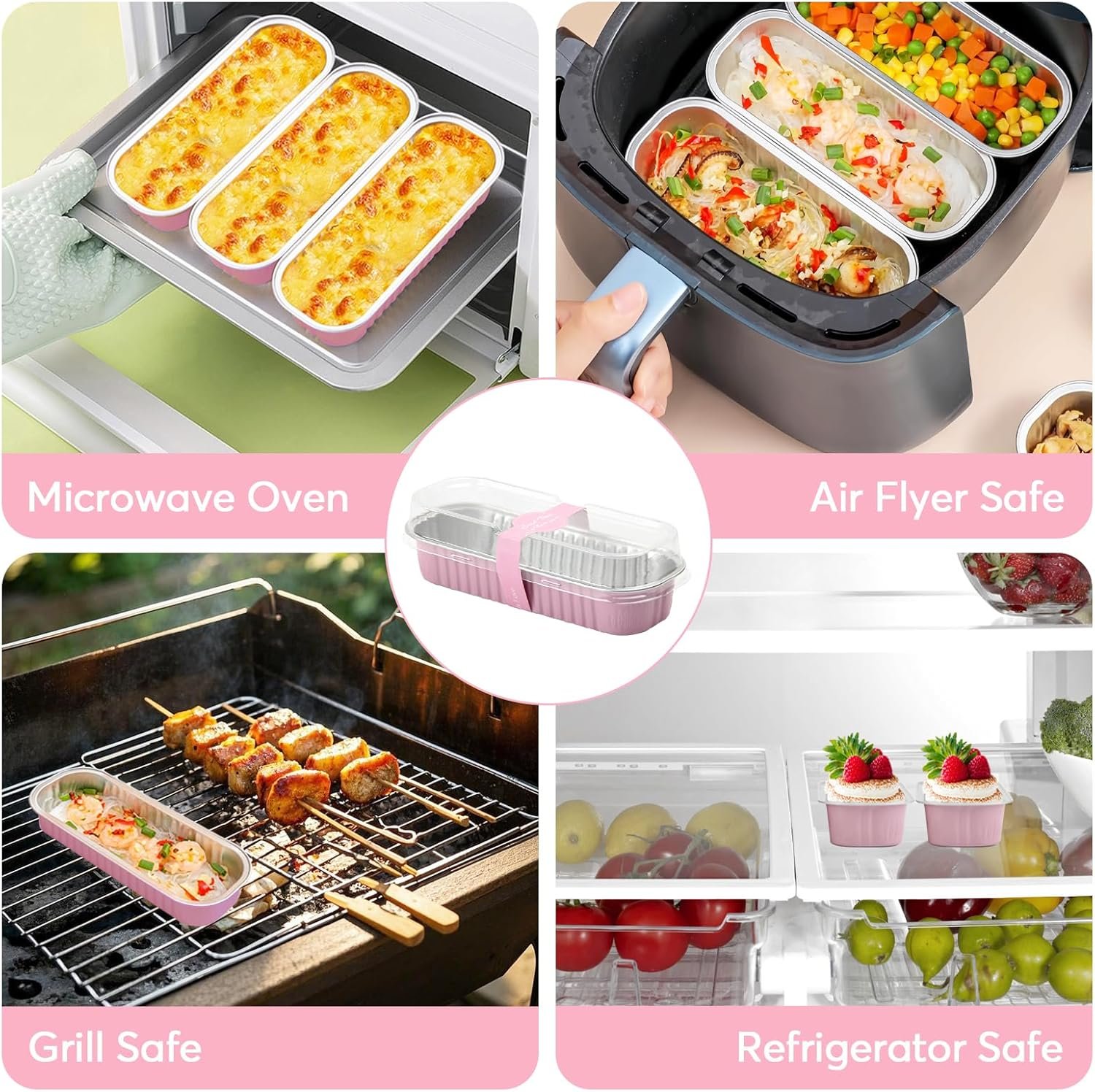 Großhandel Mini-Backformen aus Aluminium für Mini-Laibchen mit Deckeln und Löffeln, 100er Pack, rectangular für Bäckerei, Partys, Picknicks und Feiertage (Rosa) - Individuelles Logo, Hersteller für Bulk-Bestellungen Großhandel Mini-Backformen aus Aluminium für Mini-Laibchen mit Deckeln und Löffeln, 100er Pack, rectangular für Bäckerei, Partys, Picknicks und Feiertage (Rosa) - Individuelles Logo, Hersteller für Bulk-Bestellungen