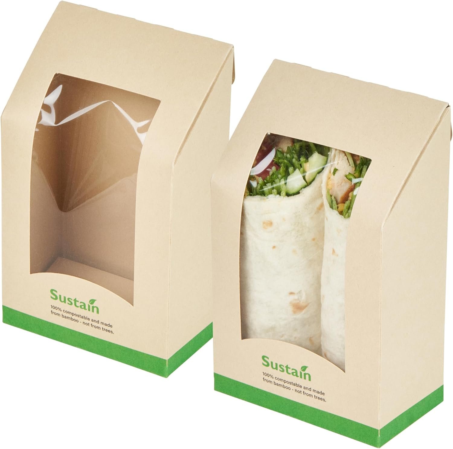 Großhandel Papier-Sandwichbox mit klarem Fenster, 50 Stück 5,9 x 3,7 x 2,1 Zoll, leak-proof, ideal für Cafés und Für-Schnell-Käufe, individuelle Logos erhältlich, direkt vom Hersteller.