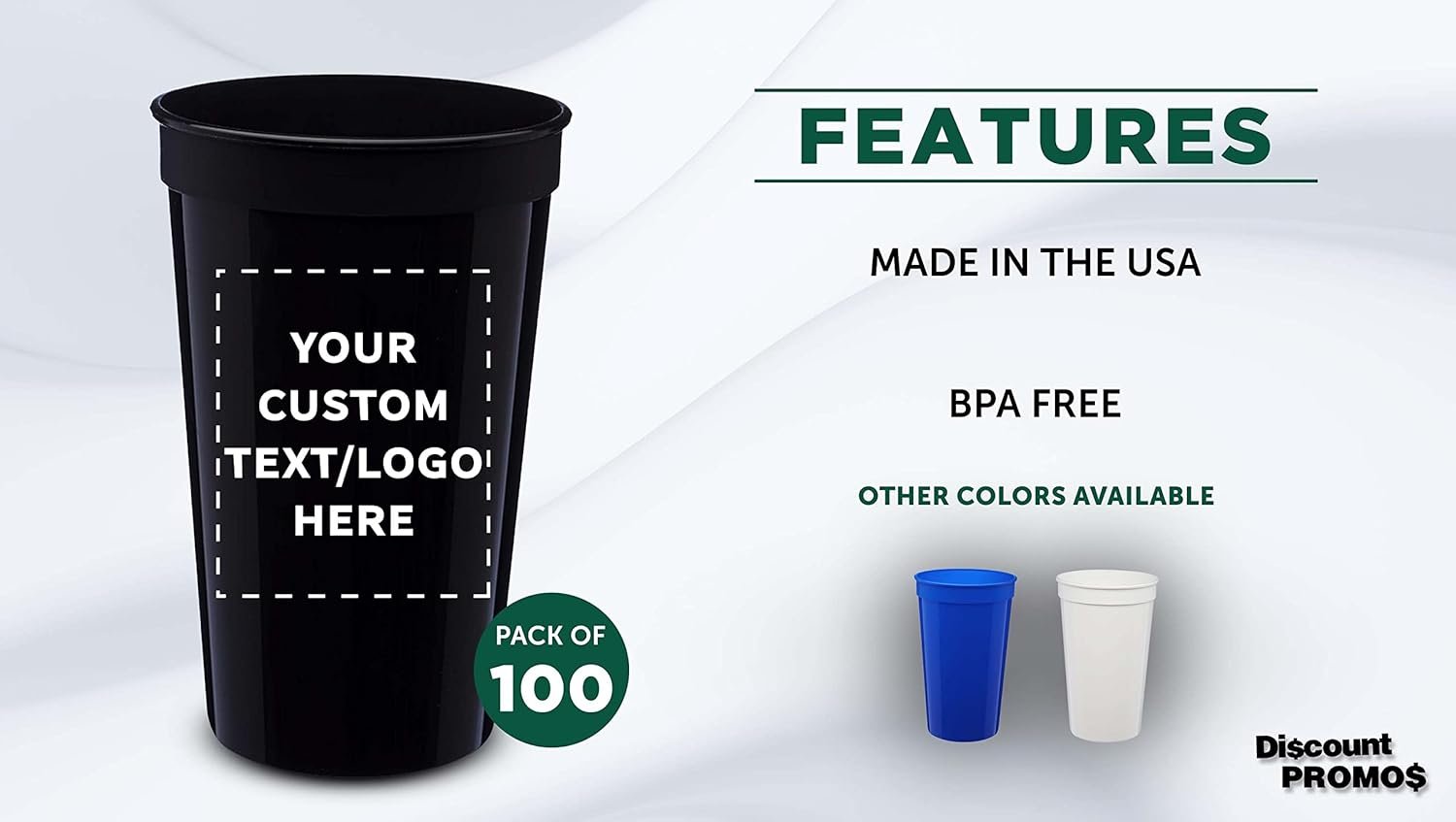 Großhandel Individuelles Logo 22 oz Kunststoff-Stadionbecher Set mit 100 Stück, perfekt für Feiern, Picknicks, Strand - Hersteller für personalisierte Großmenge - Schwarz