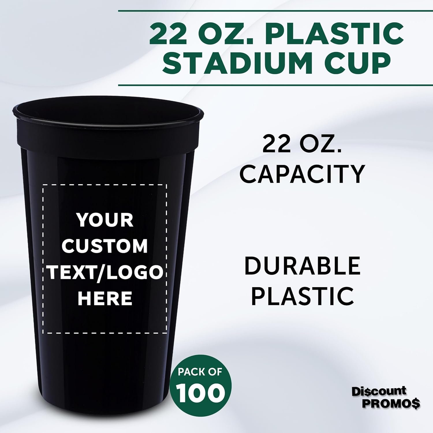 Großhandel Individuelles Logo 22 oz Kunststoff-Stadionbecher Set mit 100 Stück, perfekt für Feiern, Picknicks, Strand - Hersteller für personalisierte Großmenge - Schwarz