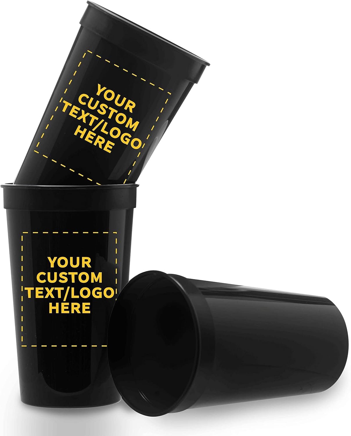 Großhandel Individuelles Logo 22 oz Kunststoff-Stadionbecher Set mit 100 Stück, perfekt für Feiern, Picknicks, Strand - Hersteller für personalisierte Großmenge - Schwarz