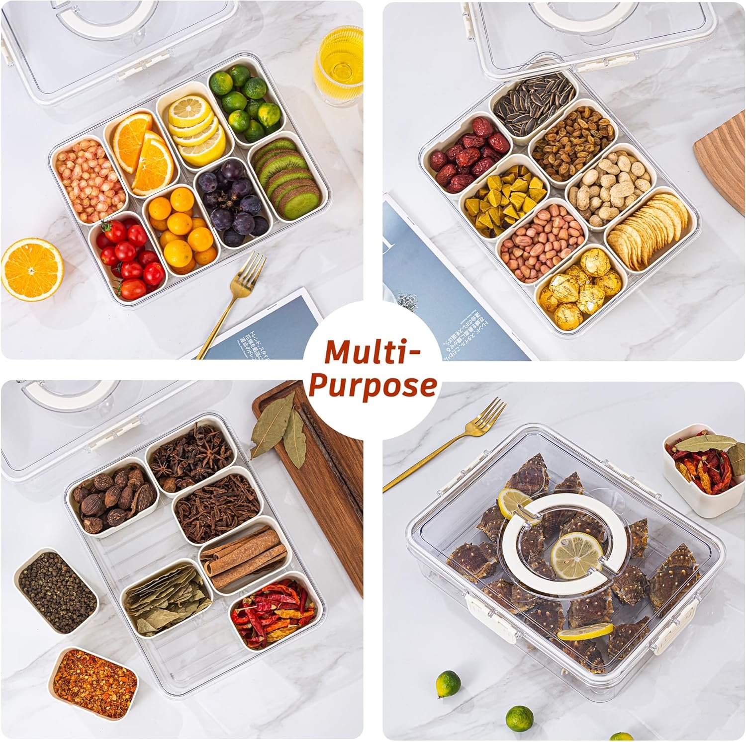 Großhandel Snackle Box - Trennbarer Servierteller mit Deckel und Griff für portable Snackplatten - Klarer Organizer für Süßigkeiten, Obst, Nüsse und Snacks - Ideal zur Unterhaltung und für Partys - Eigenmarke vom Hersteller