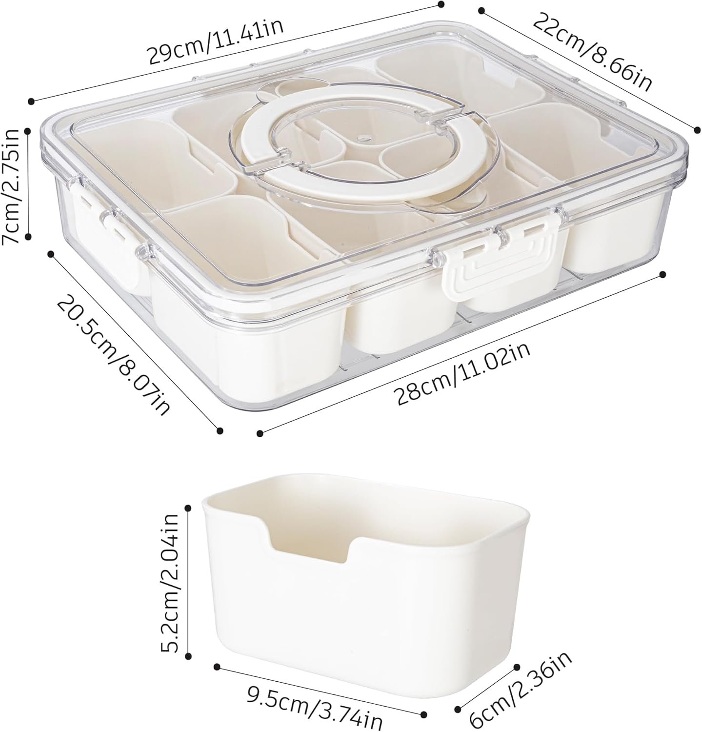 Großhandel Snackle Box - Trennbarer Servierteller mit Deckel und Griff für portable Snackplatten - Klarer Organizer für Süßigkeiten, Obst, Nüsse und Snacks - Ideal zur Unterhaltung und für Partys - Eigenmarke vom Hersteller