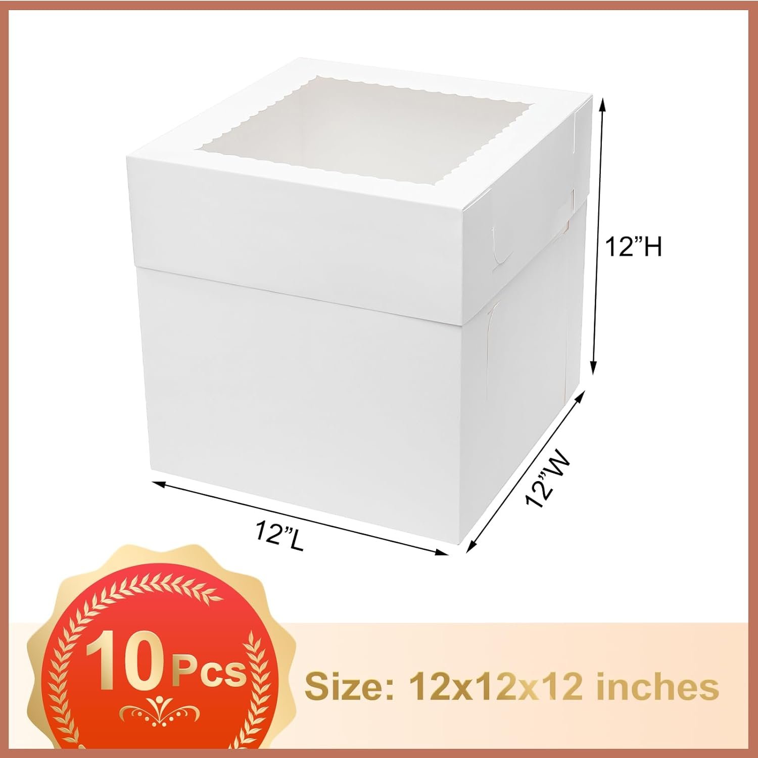 Großhandel 10 Stück 12 Zoll hohe Kuchenboxen mit Fenster, ideale Verpackungslösungen für Hochzeit, Geburtstag und Party, individuell bedruckbar, Hersteller von Einweg-Backbehältern, große Karton-Trageboxen.