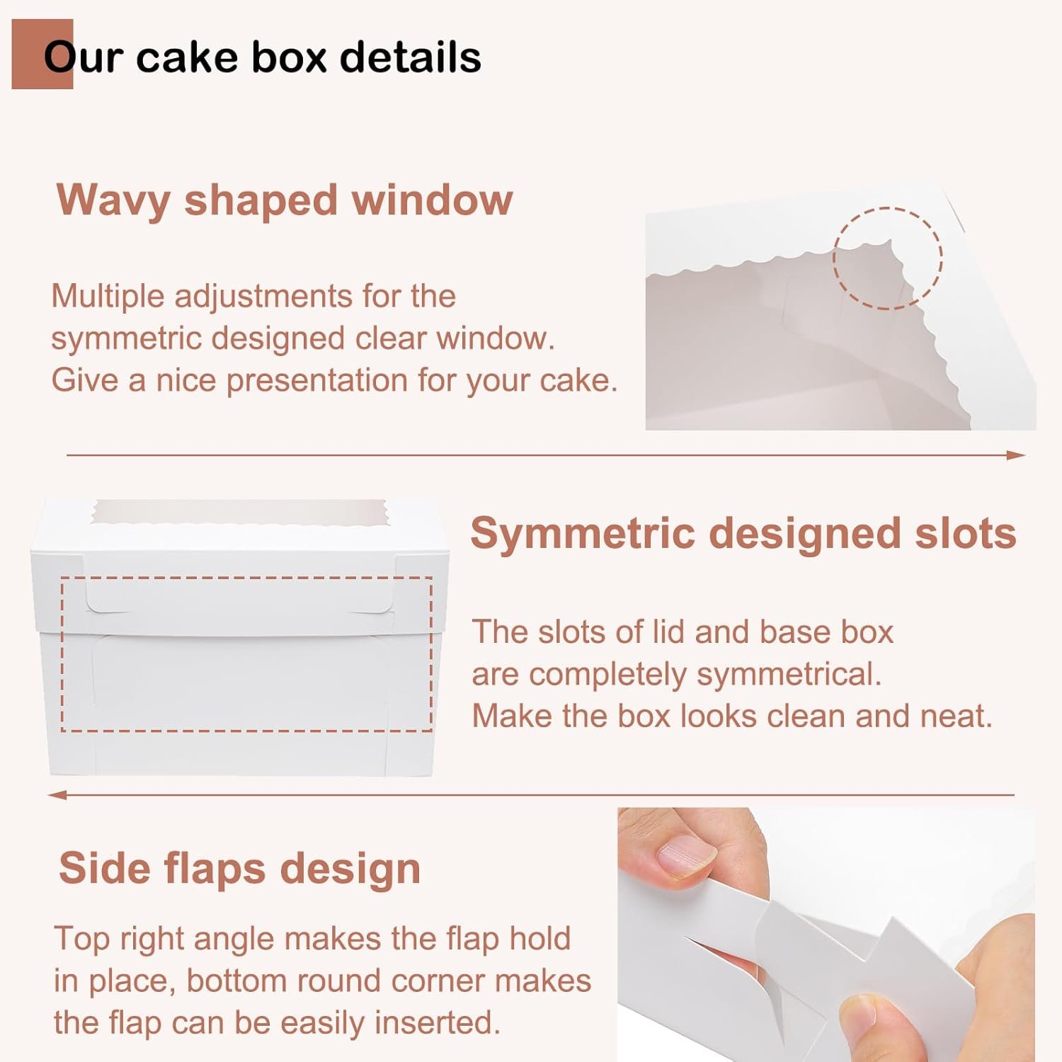 Großhandel 10 Stück 12 Zoll hohe Kuchenboxen mit Fenster, ideale Verpackungslösungen für Hochzeit, Geburtstag und Party, individuell bedruckbar, Hersteller von Einweg-Backbehältern, große Karton-Trageboxen.