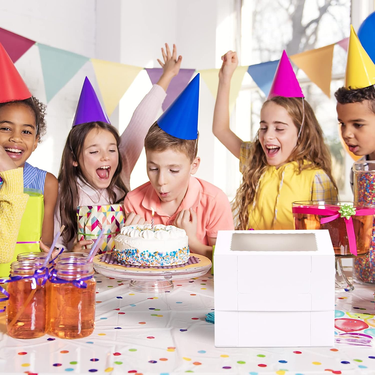 Großhandel 15 Sets Kuchenboxen 10x10x8 Zoll hohe Bäckereiboxen mit Kuchenplatten, weiße quadratische Träger mit Fenster, individuell bedruckbar für Valentinstag, Muttertag, OEM Hersteller für Großmenge. Großhandel 15 Sets Kuchenboxen 10x10x8 Zoll hohe Bäckereiboxen mit Kuchenplatten, weiße quadratische Träger mit Fenster, individuell bedruckbar für Valentinstag, Muttertag, OEM Hersteller für Großmenge.