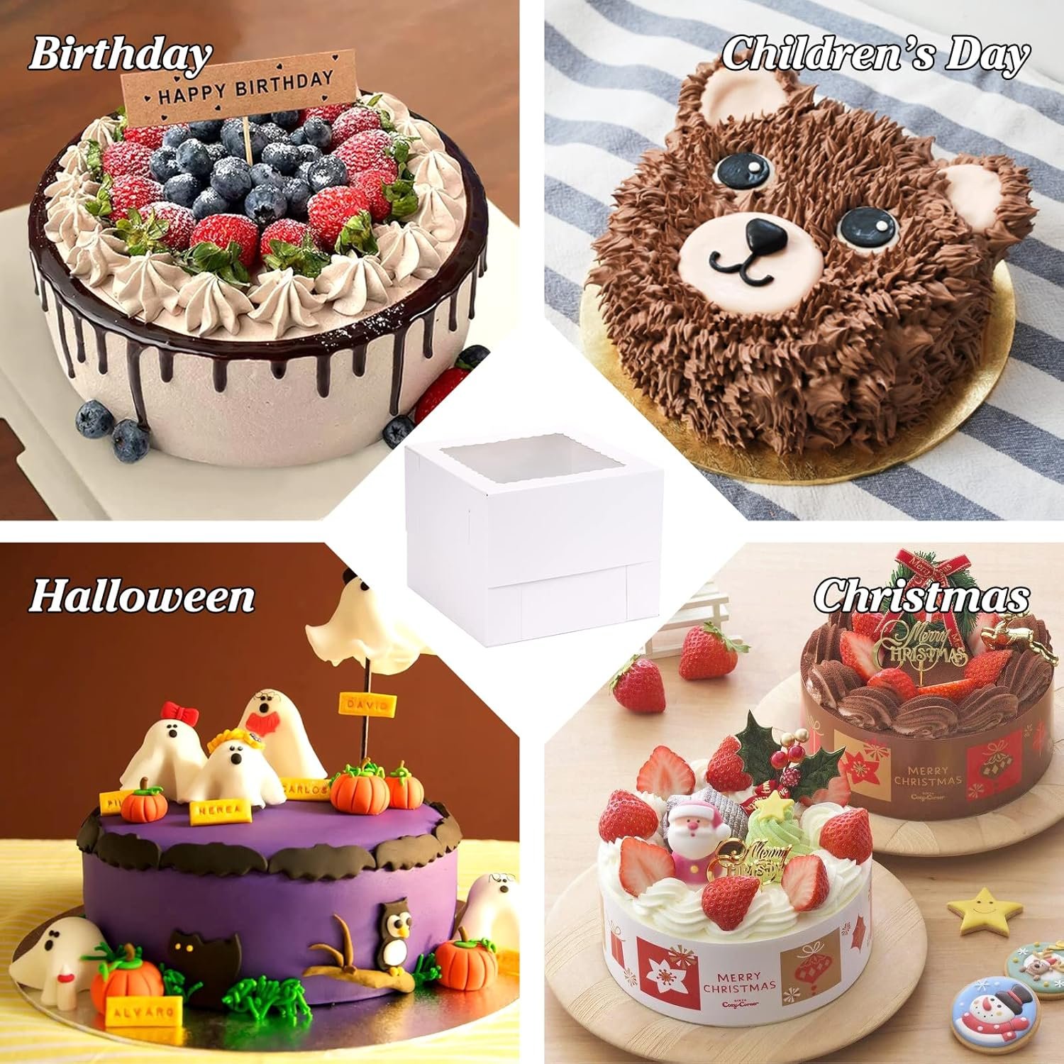 Großhandel 15 Sets Kuchenboxen 10x10x8 Zoll hohe Bäckereiboxen mit Kuchenplatten, weiße quadratische Träger mit Fenster, individuell bedruckbar für Valentinstag, Muttertag, OEM Hersteller für Großmenge. Großhandel 15 Sets Kuchenboxen 10x10x8 Zoll hohe Bäckereiboxen mit Kuchenplatten, weiße quadratische Träger mit Fenster, individuell bedruckbar für Valentinstag, Muttertag, OEM Hersteller für Großmenge.