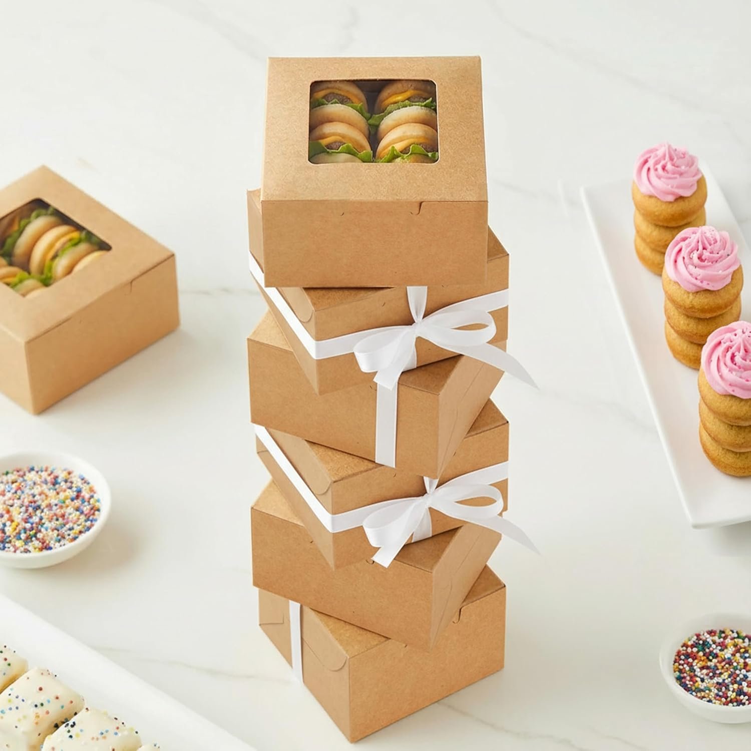 Großhandel Cookie Boxen - 50er Pack, 4 x 4 x 2,5 Zoll in braunem Karton - Pastry Behälter für gebackene Waren mit individuellem Logo - Hersteller von Mini Treat Haltern Großhandel Cookie Boxen - 50er Pack, 4 x 4 x 2,5 Zoll in braunem Karton - Pastry Behälter für gebackene Waren mit individuellem Logo - Hersteller von Mini Treat Haltern