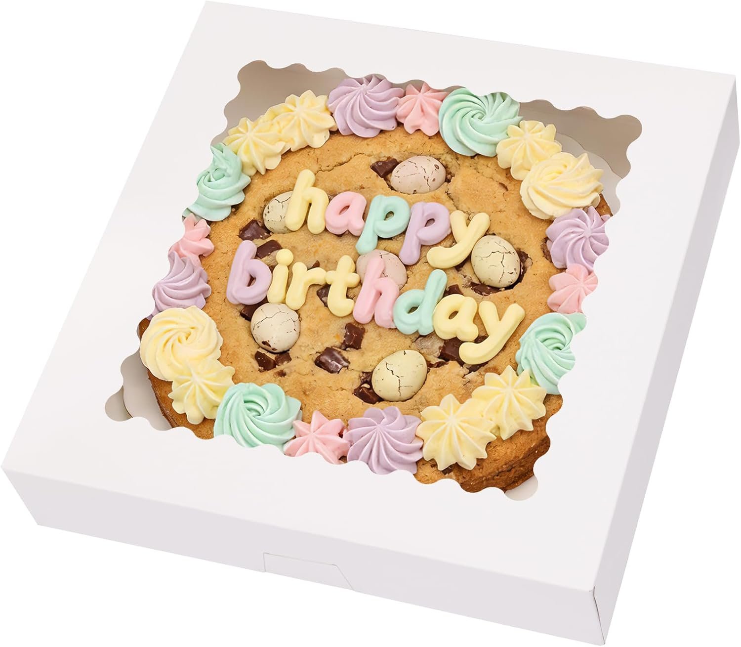 Großhandel 5 Stück Kuchenverpackungen 12x12x2.5 Weiße Bäckerei-Boxen mit Fenster, Auto-Popup Keksboxen für Kuchen, Dessertboxen, Treat Boxen für Pizza, Erdbeeren, Schokolade, Gebäck, Muffins und Donuts, individueller Logo-Service verfügbar, Hersteller von hochwertigen Verpackungen.