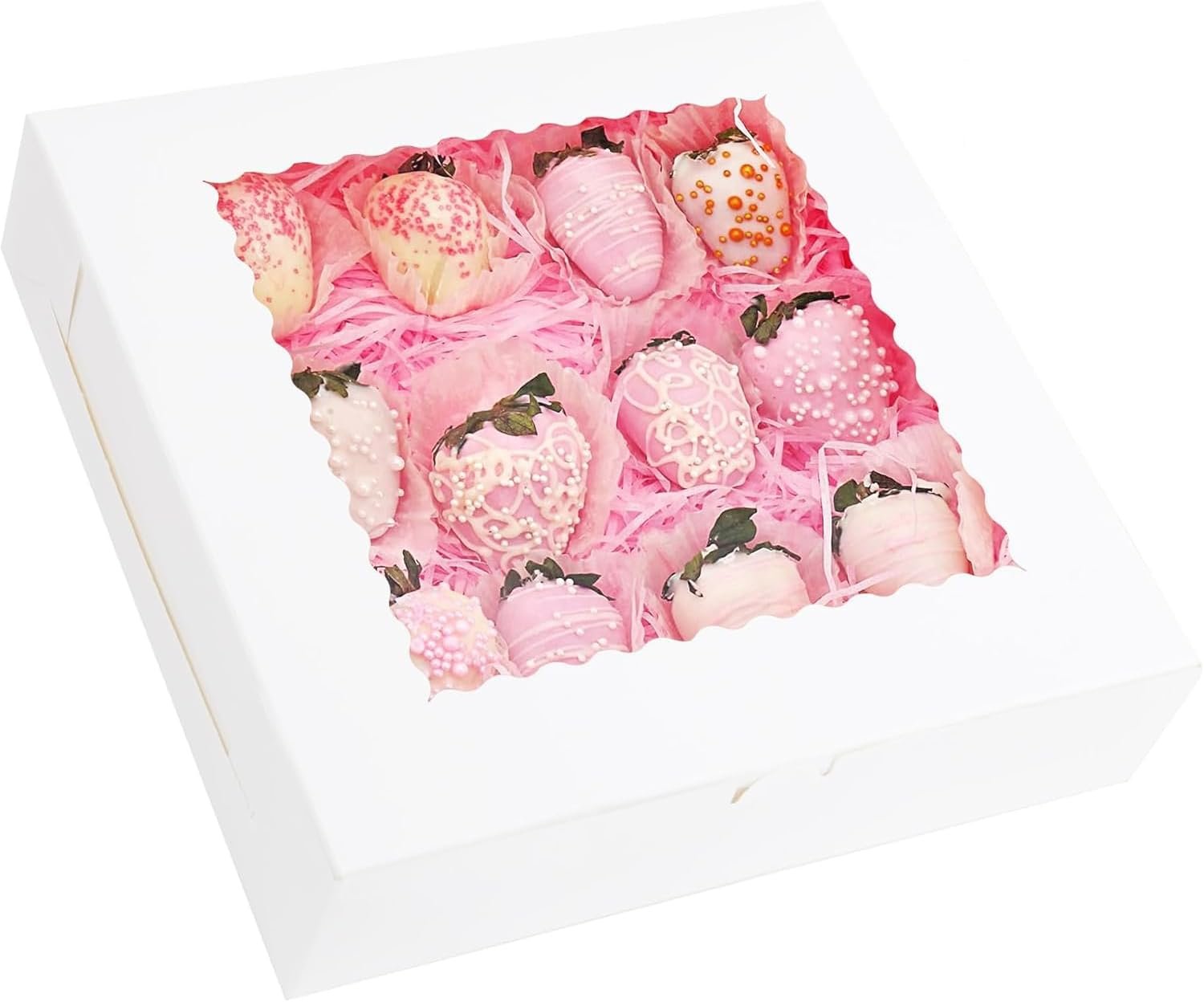 Großhandel 10 Stück Kuchenboxen 10x10x2,5 Zoll mit Fenster, ideal für Gebäck, OEM Cookie-Boxen für Torten, Donuts, Schokolade, Desserts, Blätterteig, Muffins.