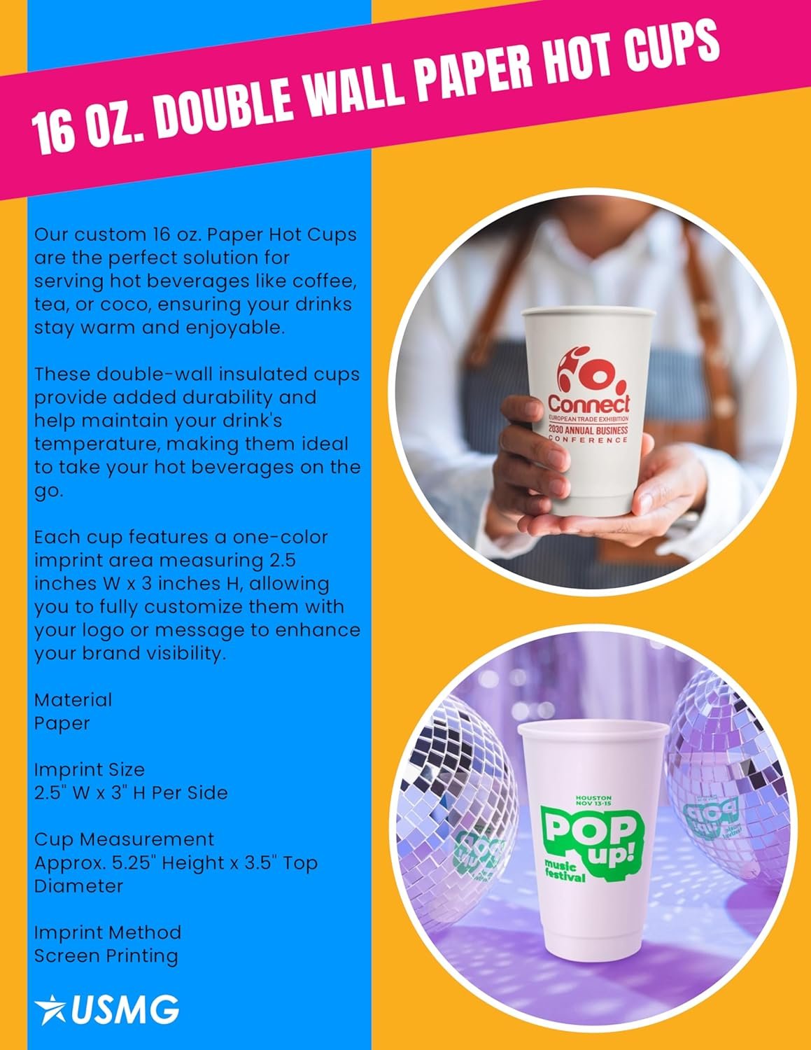 Großhandel Individuelles Logo 16 oz doppelschichtige Pappbecher für heiße und kalte Getränke, OEM Hersteller für Partys und Markenh Promotions (Menge 100)