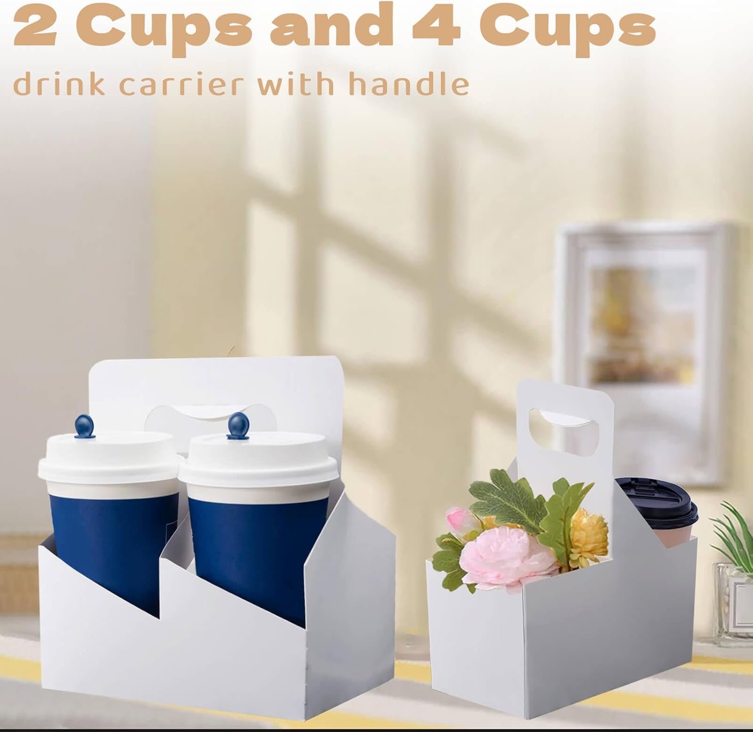 Großhandel 15er-Pack Kraftpapier-Träger für 2 Becher mit Griff, 12-32 oz Kaffeebecher-Halter für die Getränkelieferung, individuelles Logo, Hersteller