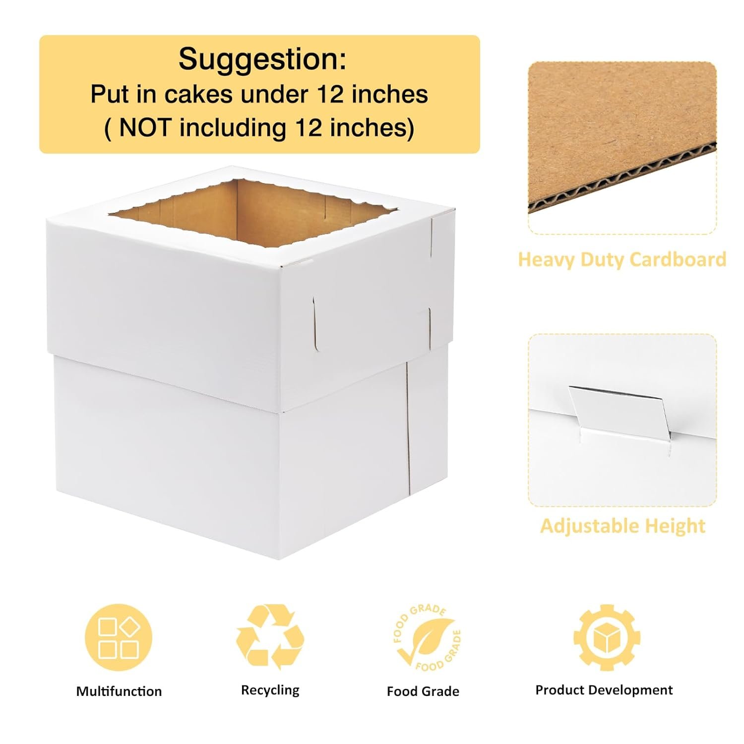 Großhandel 6er Pack 12x12x12 Zoll hohe Tortenboxen mit Böden für mehrstöckige Torten, dicke stabile Bäckereibox mit Fenster, individuell bedruckbar für Valentinstag, Muttertag, Geburtstag, Hochzeit, Party beim Hersteller. Großhandel 6er Pack 12x12x12 Zoll hohe Tortenboxen mit Böden für mehrstöckige Torten, dicke stabile Bäckereibox mit Fenster, individuell bedruckbar für Valentinstag, Muttertag, Geburtstag, Hochzeit, Party beim Hersteller.