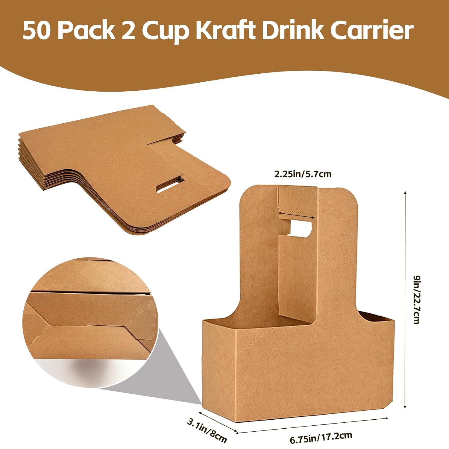 Großhandel 50 Stück 2-Tassen Kraft-Trinkträger mit Griff, OEM für 2- oder 4-Tassen Kraft-Papierträger, individuelles Logo für heiße oder kalte Getränke, Lebensmittel Lieferung, Café Großhandel 50 Stück 2-Tassen Kraft-Trinkträger mit Griff, OEM für 2- oder 4-Tassen Kraft-Papierträger, individuelles Logo für heiße oder kalte Getränke, Lebensmittel Lieferung, Café