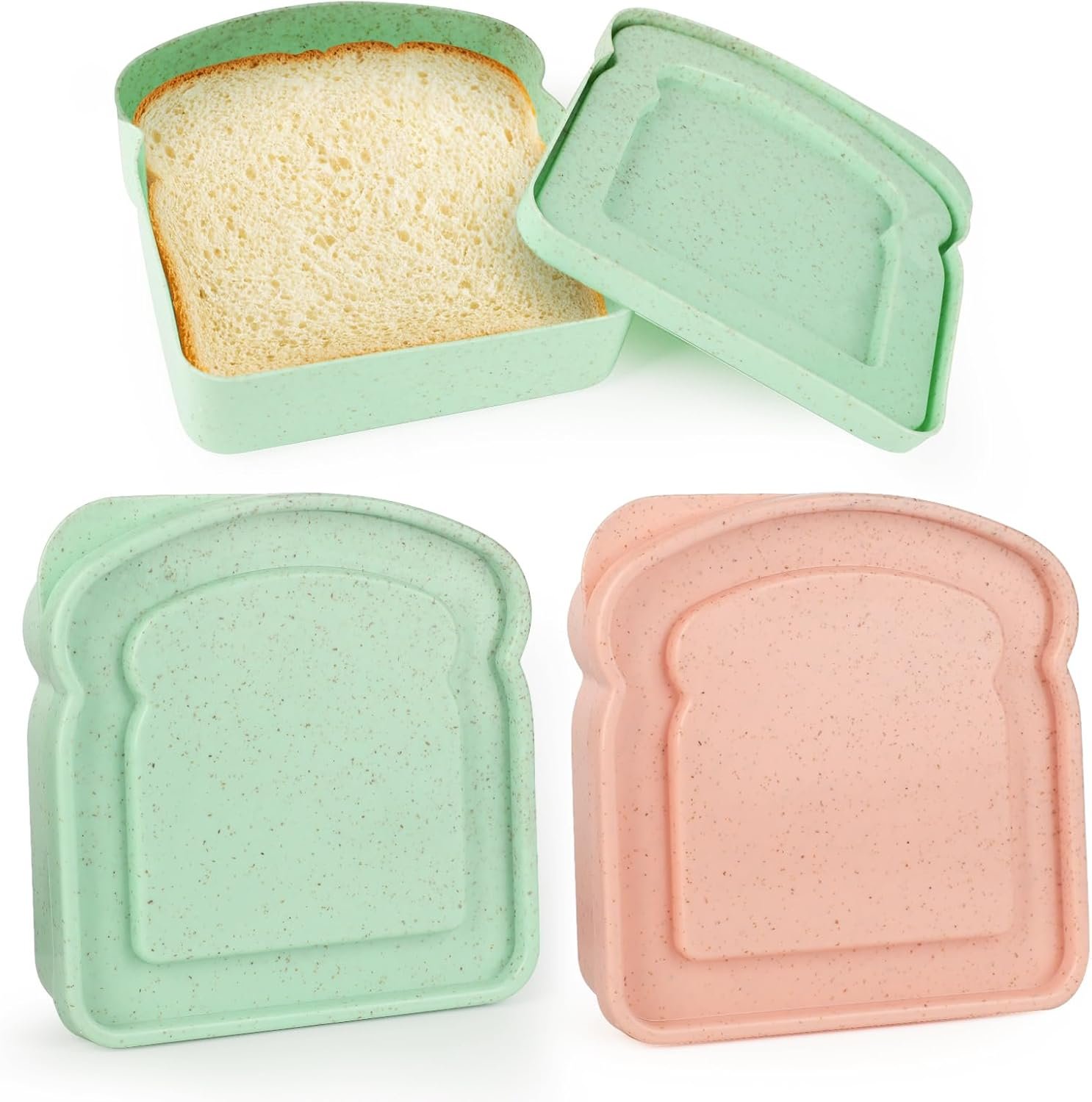 Großhandel Sandwichboxen, 2 Stück wiederverwendbare Brotdose für Erwachsenen, individueller Logo Druck, Mikrowellen- & spülmaschinenfest, Brotbehälter (Grün, Rosa)