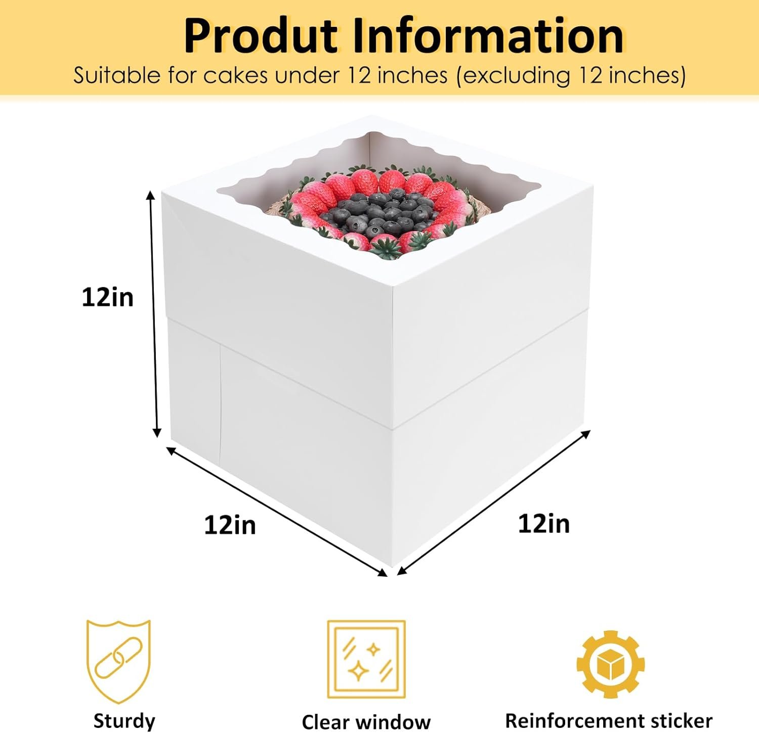 Großhandel 16 Stück Kuchenboxen, 12x12x12 Zoll hohe Kuchenbehälter mit Fenster für Torten, stabiler Einweg-Bäckerei-Träger mit Deckel, für individuelles Logo, Hochzeit, Valentinstag, Muttertag, Geburtstag, OEM Großhandel 16 Stück Kuchenboxen, 12x12x12 Zoll hohe Kuchenbehälter mit Fenster für Torten, stabiler Einweg-Bäckerei-Träger mit Deckel, für individuelles Logo, Hochzeit, Valentinstag, Muttertag, Geburtstag, OEM