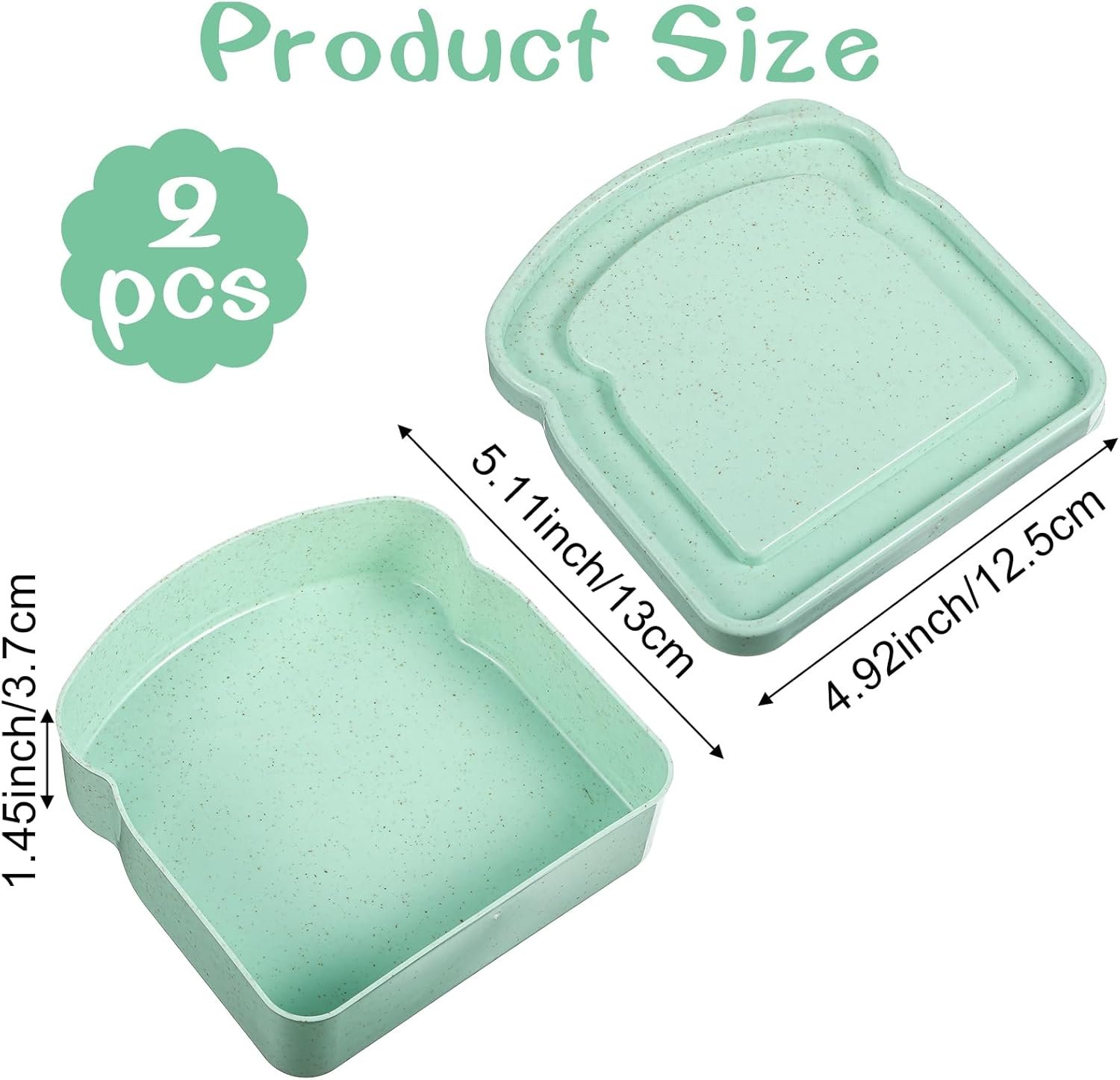 Großhandel 2 Stück wiederverwendbare Sandwich-Container aus Kunststoff, Toast-Form, mit Deckel für Lebensmittelaufbewahrung, individuelle Logo-Option, perfekt für Obst, Salate und Snacks, ideal für Familie, Büro und Camping.