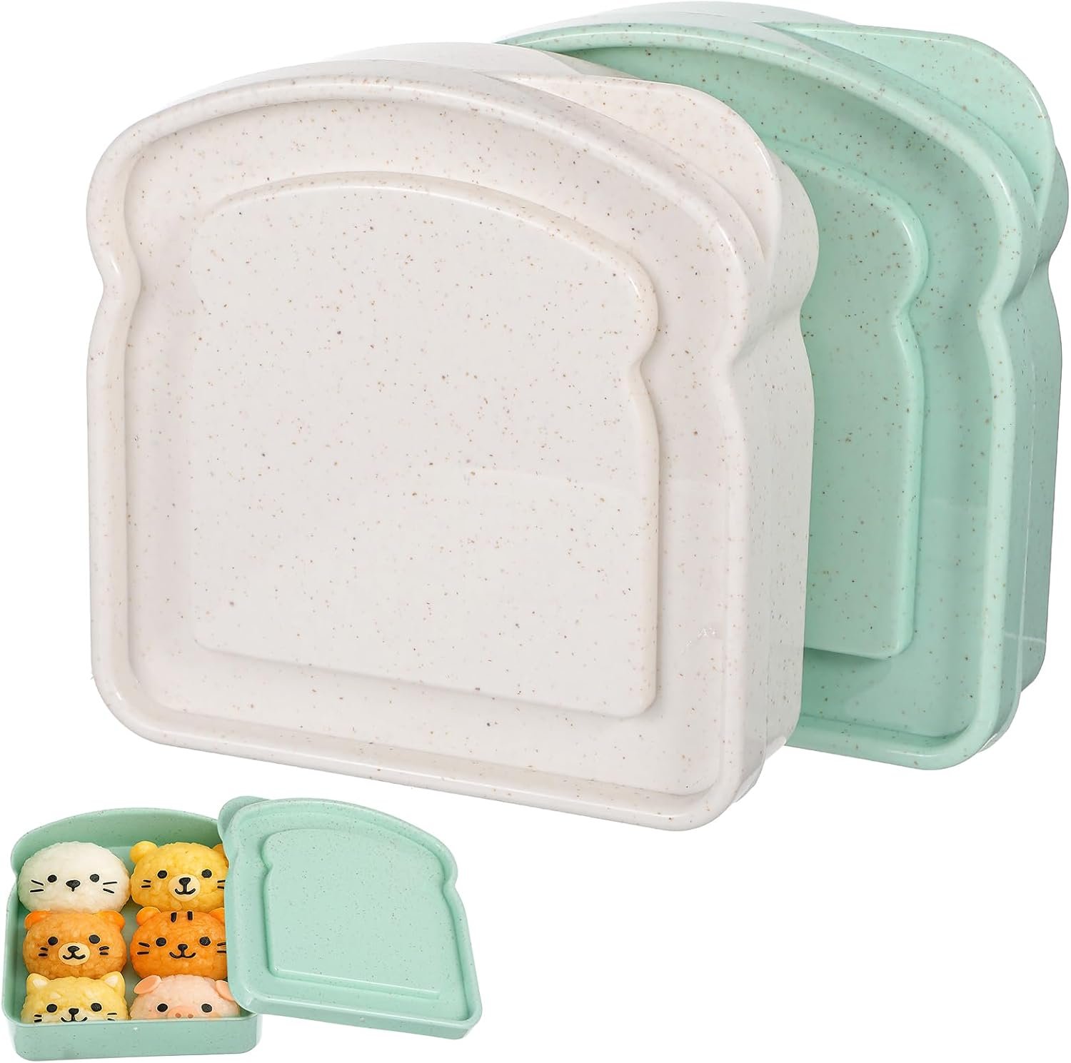 Großhandel 2 Stück wiederverwendbare Sandwich-Container aus Kunststoff, Toast-Form, mit Deckel für Lebensmittelaufbewahrung, individuelle Logo-Option, perfekt für Obst, Salate und Snacks, ideal für Familie, Büro und Camping.