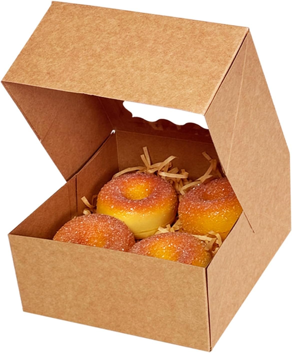 Großhandel 30 Stück braune Cookie-Box mit Fenster 6x6x3 Zoll für die Verpackung von Macarons und Gebäcken, Individuelles Logo vom Hersteller verfügbar.