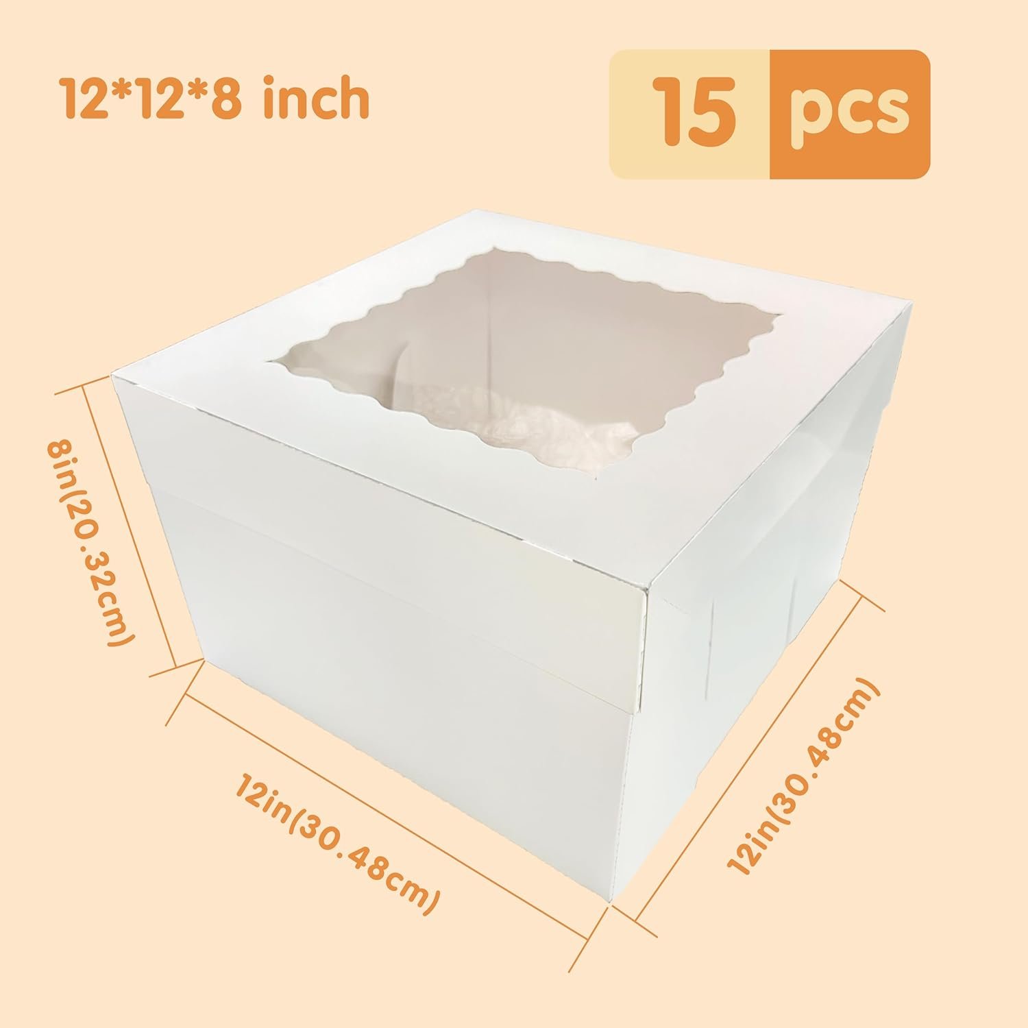 Großhandel 15 Stück Kuchenboxen, 12x12x8 Zoll Weiße Backwarenboxen mit Fenster, für mehrschichtige Kuchen, Keksschachteln und Cake Container für Geburtstag, Party und Valentinstag, individuell mit Logo, Hersteller, in Bulk erhältlich. Großhandel 15 Stück Kuchenboxen, 12x12x8 Zoll Weiße Backwarenboxen mit Fenster, für mehrschichtige Kuchen, Keksschachteln und Cake Container für Geburtstag, Party und Valentinstag, individuell mit Logo, Hersteller, in Bulk erhältlich.