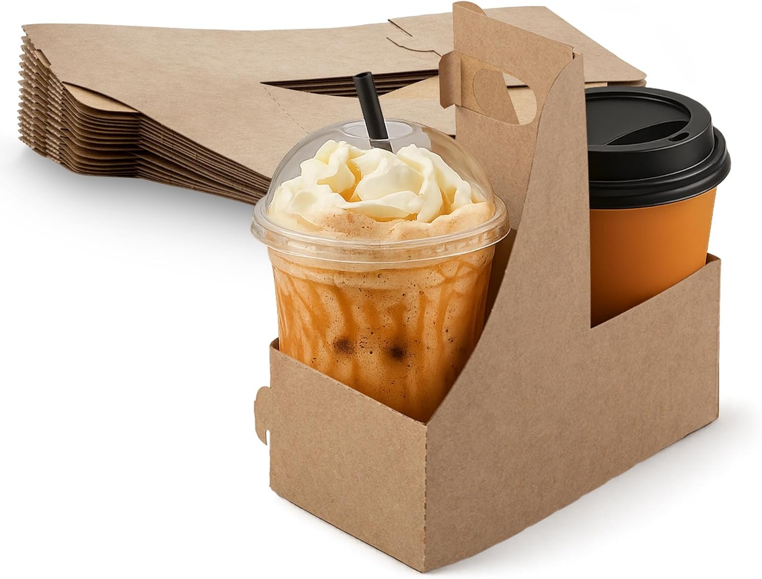 Großhandel 2er Kraft-Träger 7,62" x 3,75" x 8,87" - Kleine Kraft-Getränketräger mit Griffen (Packung mit 15) - Individuelles Logo für Ihre Eigenmarke vom Hersteller