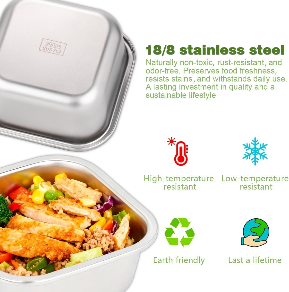 Großhandel 4er Set Sandwichbehälter: 30oz Edelstahl Lunchbox mit Silikondeckeln, wiederverwendbarer Behälter für Mahlzeiten, OEM-fähige Vorrichtung für Küche & Büro, Lebensmittelaufbewahrung für Salate, Snacks und Früchte