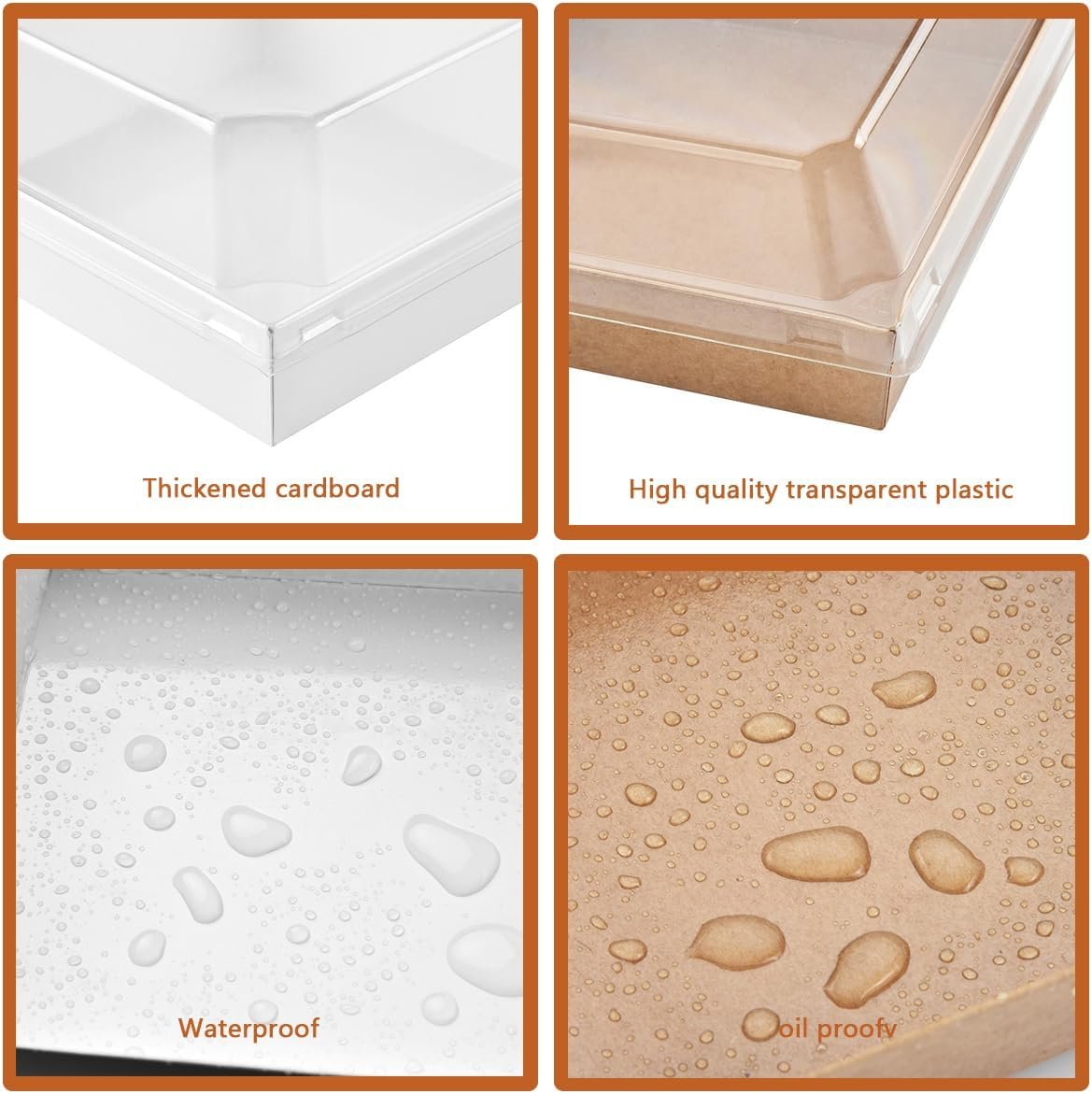 Großhandel 100er Pack Charcuterie Boxen mit klaren Lids - Eco-freundliche, tragbare und auslaufsichere Lebensmittelbehälter für verschiedene Köstlichkeiten - Hersteller mit individuellem Logo - 50 braune & 50 weiße (Rechteck) Großhandel 100er Pack Charcuterie Boxen mit klaren Lids - Eco-freundliche, tragbare und auslaufsichere Lebensmittelbehälter für verschiedene Köstlichkeiten - Hersteller mit individuellem Logo - 50 braune & 50 weiße (Rechteck)