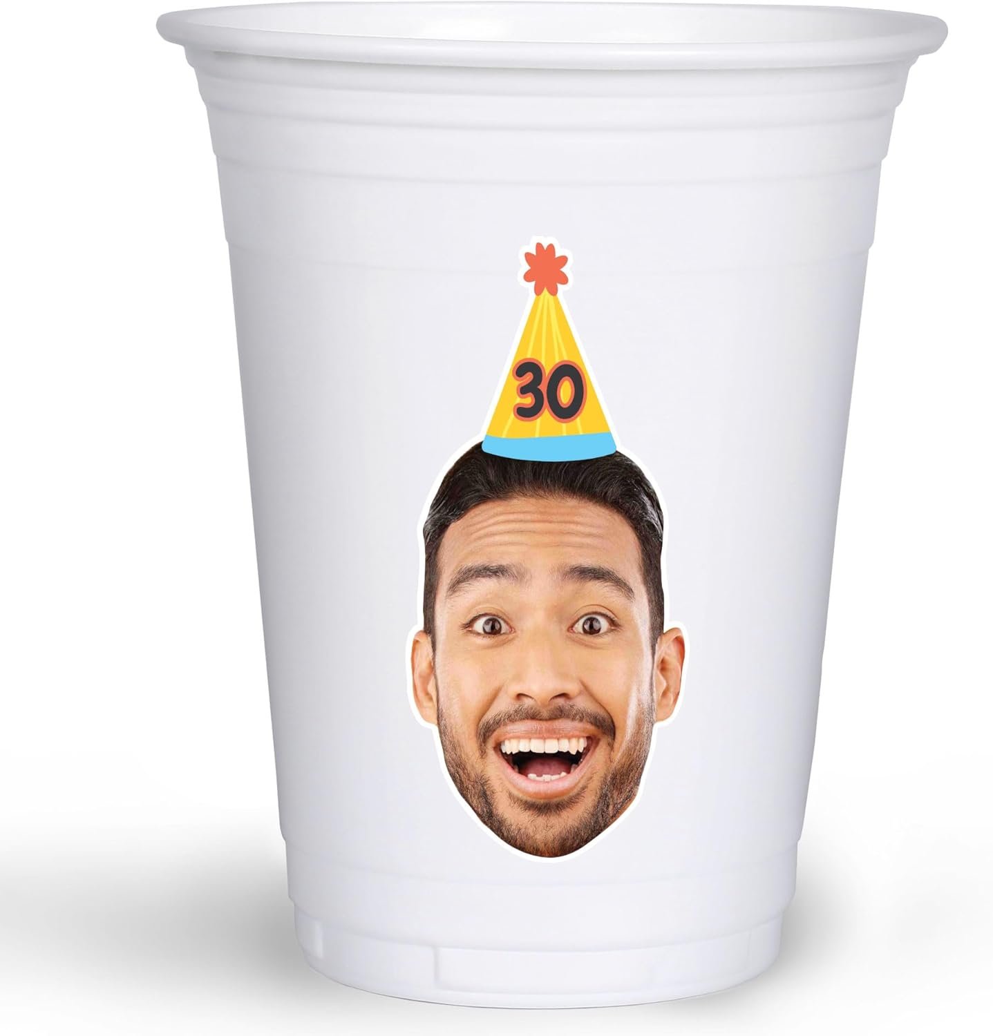 Großhandel 16oz Einwegbecher mit individuellem Logo, witzige und bunte Tischdeko für Geburtstagsfeiern, personalisierte Foto-Ausschnitt-Aufkleber - 16er Pack vom Hersteller