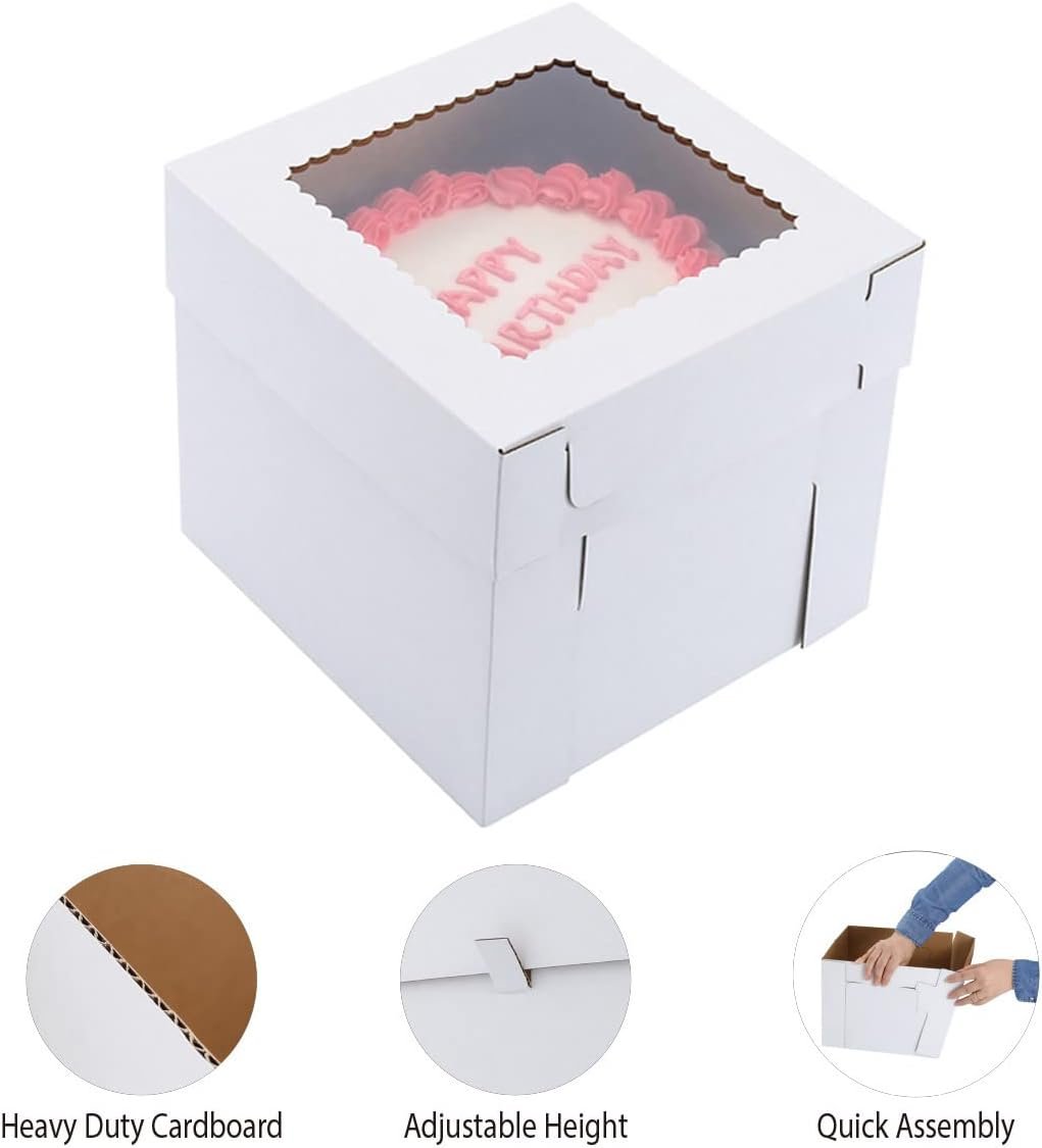 Großhandel Tortenboxen 12x12x12 Zoll [10er Pack], für mehrstöckige Torten, stabil und dick, Hersteller von weißem Hochzeitstortenbox mit Fenster, disposible Kuchenbehälter, Eigenmarke