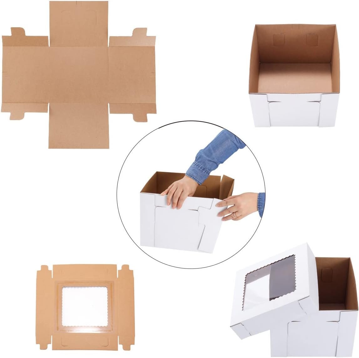 Großhandel Tortenboxen 12x12x12 Zoll [10er Pack], für mehrstöckige Torten, stabil und dick, Hersteller von weißem Hochzeitstortenbox mit Fenster, disposible Kuchenbehälter, Eigenmarke