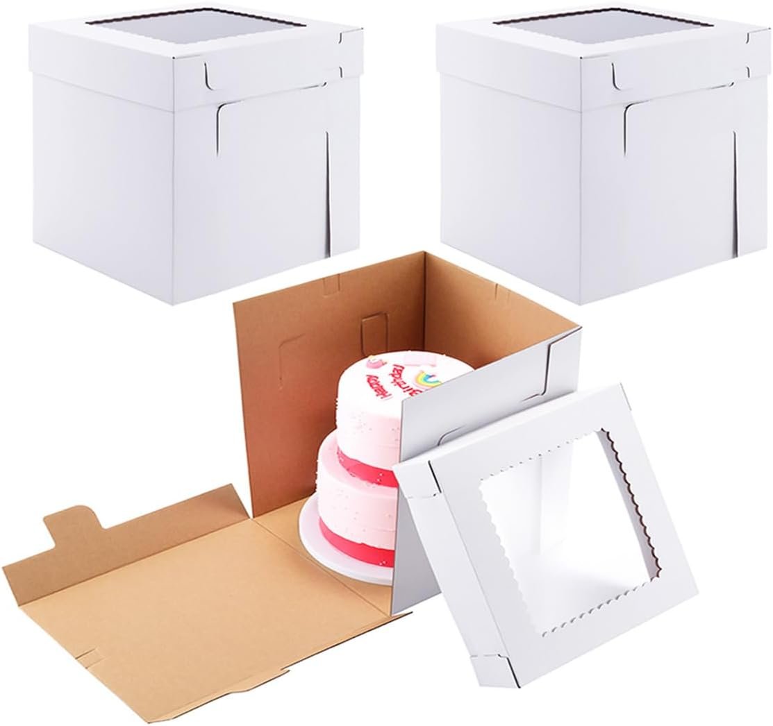 Großhandel Tortenboxen 12x12x12 Zoll [10er Pack], für mehrstöckige Torten, stabil und dick, Hersteller von weißem Hochzeitstortenbox mit Fenster, disposible Kuchenbehälter, Eigenmarke