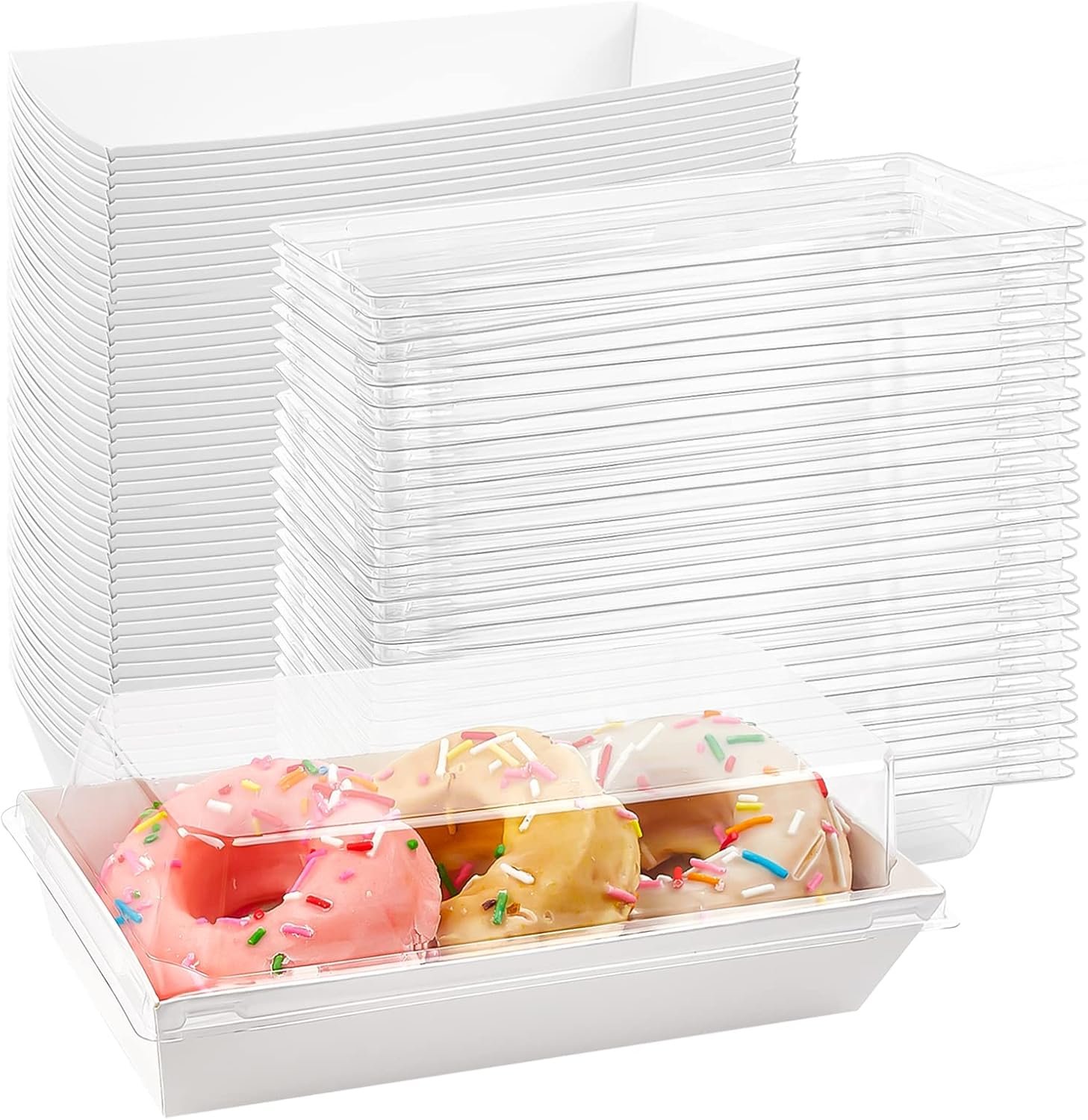Großhandel 100 Stück weiße Bäckereiboxen, individuell bedruckbare Cookie-Boxen, kleine Treat-Boxen für Gebäck, Sandwiches, Cupcakes, Erdbeeren, Desserts, OEM Lieferant für Bulk-Verpackungen.