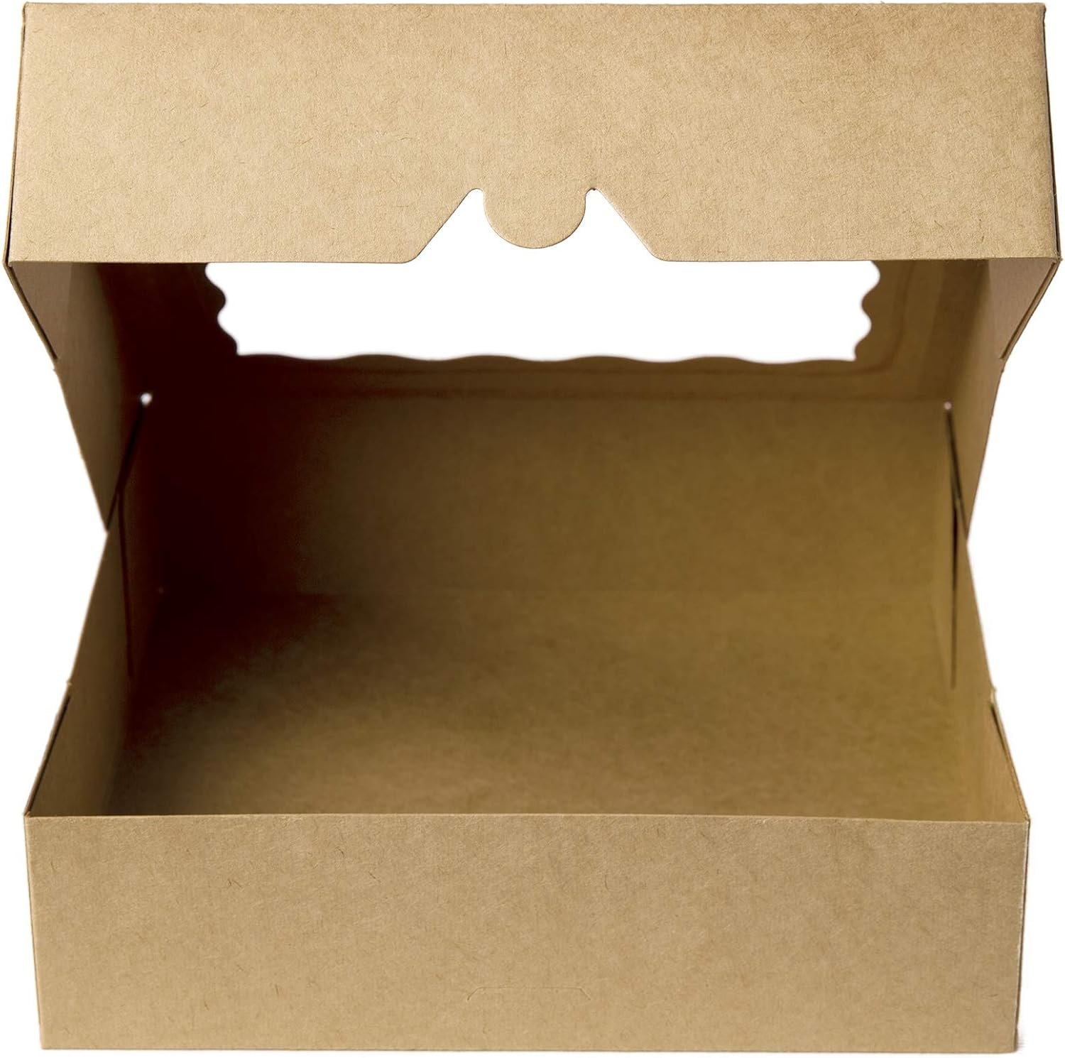 Großhandel 15 Stück 12 Zoll Kraft Bäckereiboxen, 12x12x2,5 Zoll große Kuchenschachteln mit PVC-Fenster, natürliche Einwegbox für Gebäck, individuelles Logo, OEM