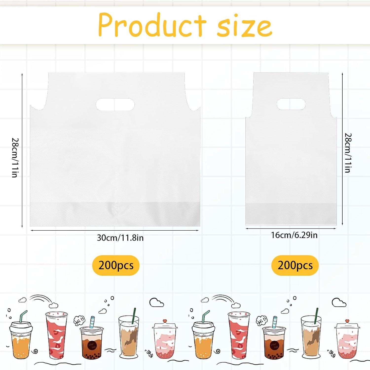 Großhandel 400 Stück Einweg Tragebeutel mit Griff für 2 Tassen To-Go Kaffeeträger für die Lieferung, eigener Hersteller für Verpackung und Getränke, inklusive klaren Tragetaschen für Saft, Milch und Tee.