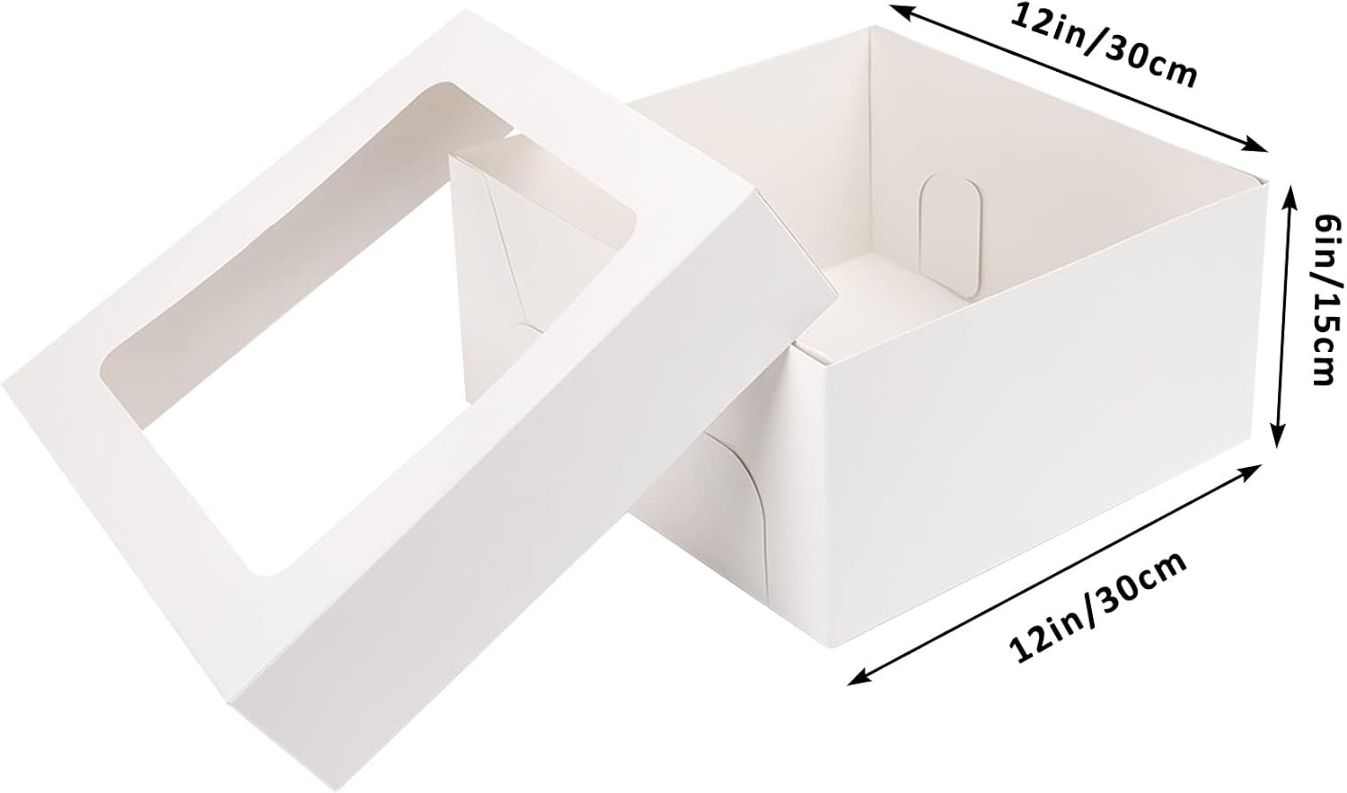 Großhandel 15 Stück Kuchenboxen 12x12x6 Zoll, Fenster-Bäckereiboxen für individuelle Logos, ideal für Valentinstag, Muttertag, Kekse und große Gebäckwaren. OEM Hersteller für Großmenge geeignet.