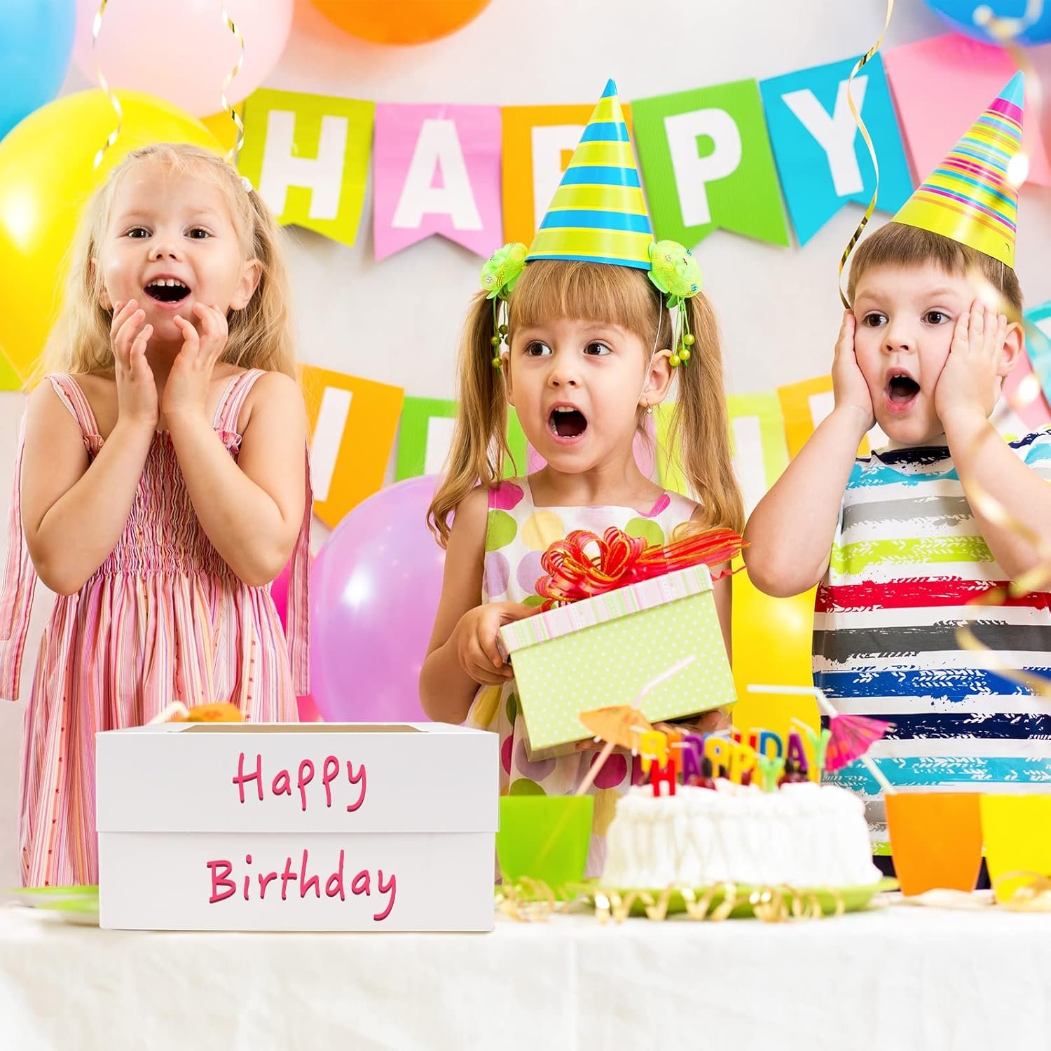 Großhandel 15 Stück Kuchenboxen 12x12x6 Zoll, Fenster-Bäckereiboxen für individuelle Logos, ideal für Valentinstag, Muttertag, Kekse und große Gebäckwaren. OEM Hersteller für Großmenge geeignet.