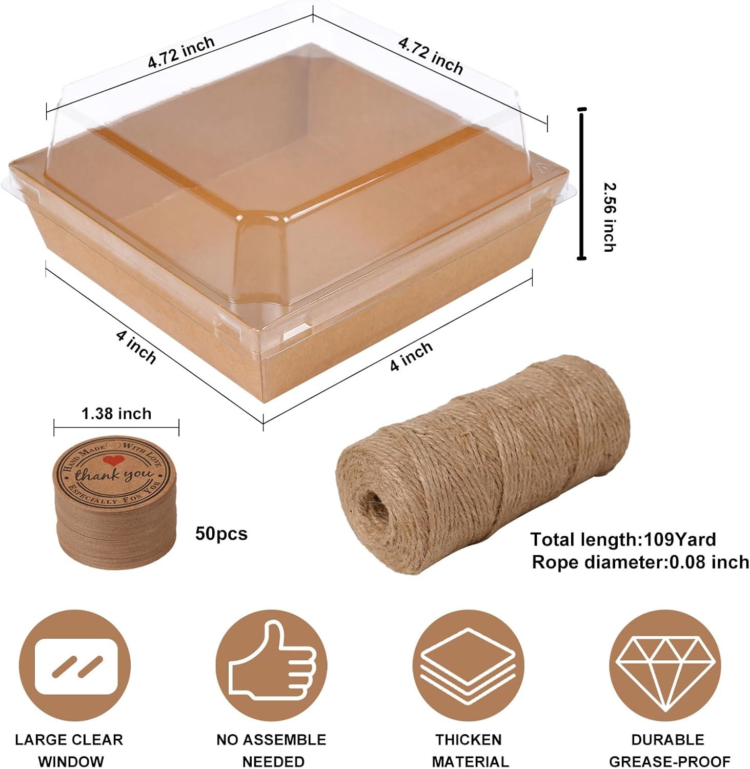 Großhandel 50er Pack Charcuterie-Boxen, 4 Zoll große, braune, ölbeständige Kraftpapier-Nahrungsmittelbehälter für Sandwiches, Kekse, heiße Schokolade, Cupcakes und Erdbeeren, individuell bedruckbar, Hersteller von Verpackungen Großhandel 50er Pack Charcuterie-Boxen, 4 Zoll große, braune, ölbeständige Kraftpapier-Nahrungsmittelbehälter für Sandwiches, Kekse, heiße Schokolade, Cupcakes und Erdbeeren, individuell bedruckbar, Hersteller von Verpackungen