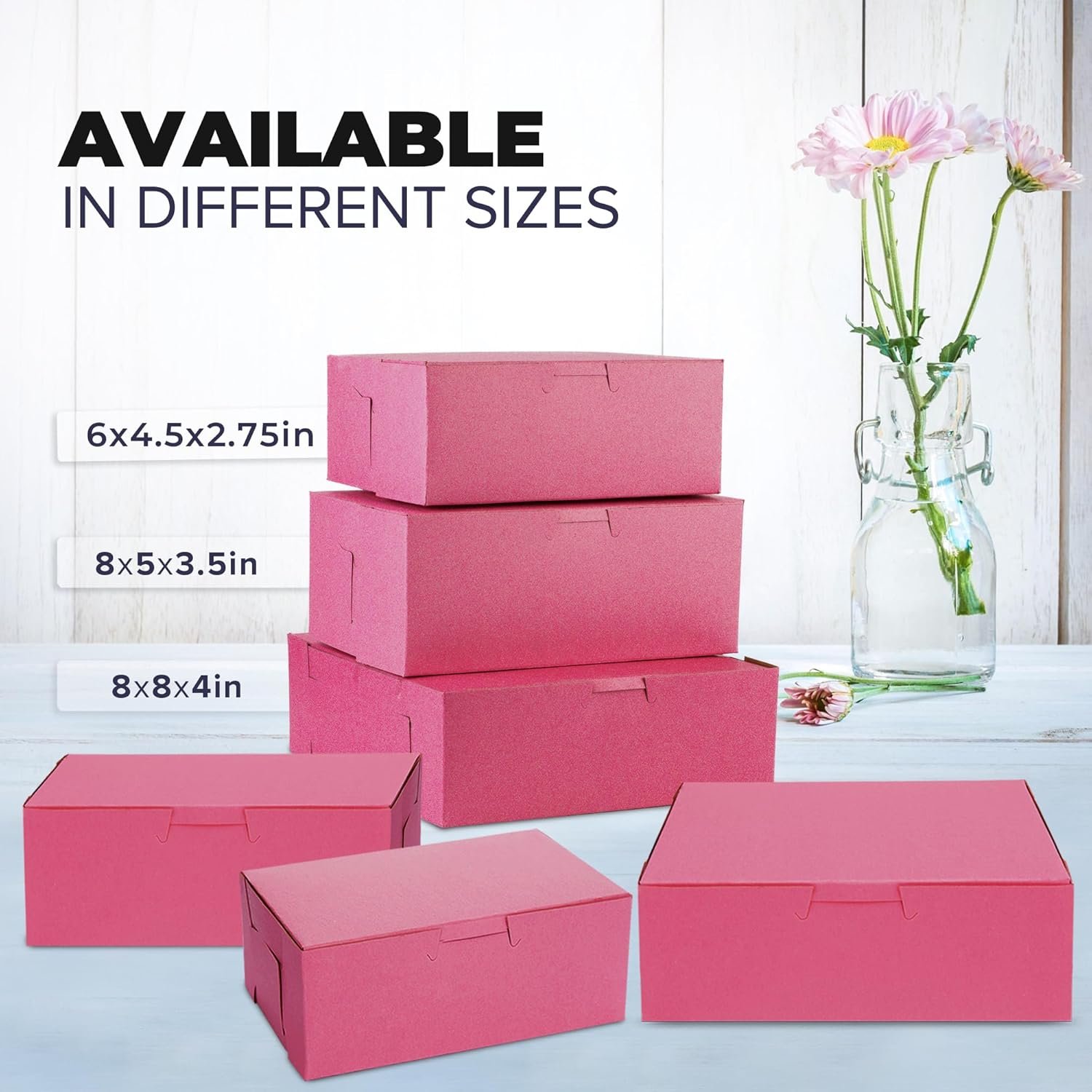 Großhandel 25er Pack pinke Backboxen 8x8x4 für Cupcakes, Desserts, Kekse und Süßigkeiten, individuelle Verpackungslösungen von Herstellern, ideal für Bäckereien, handgemachte Backwaren, Geschenke und Veranstaltungen. Großhandel 25er Pack pinke Backboxen 8x8x4 für Cupcakes, Desserts, Kekse und Süßigkeiten, individuelle Verpackungslösungen von Herstellern, ideal für Bäckereien, handgemachte Backwaren, Geschenke und Veranstaltungen.