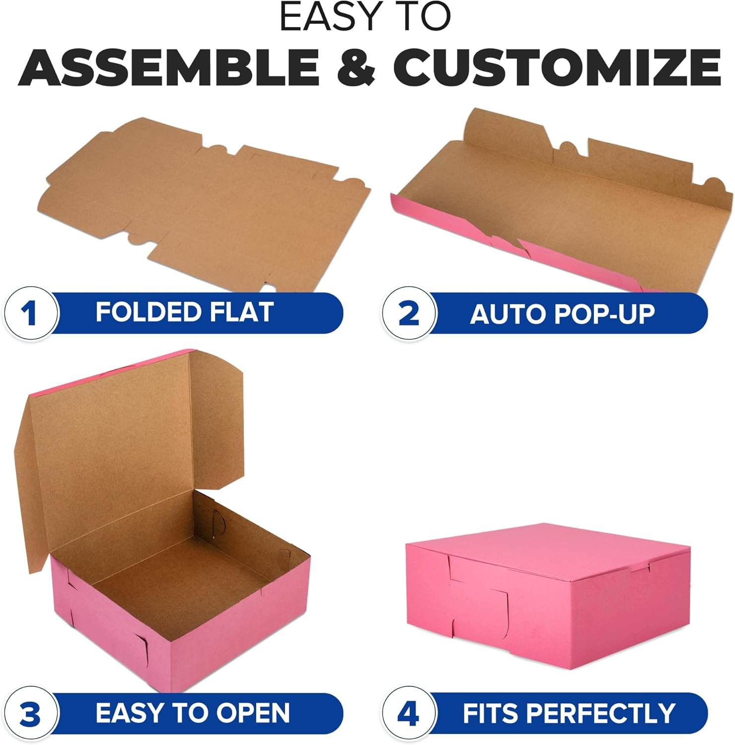 Großhandel 25er Pack pinke Backboxen 8x8x4 für Cupcakes, Desserts, Kekse und Süßigkeiten, individuelle Verpackungslösungen von Herstellern, ideal für Bäckereien, handgemachte Backwaren, Geschenke und Veranstaltungen. Großhandel 25er Pack pinke Backboxen 8x8x4 für Cupcakes, Desserts, Kekse und Süßigkeiten, individuelle Verpackungslösungen von Herstellern, ideal für Bäckereien, handgemachte Backwaren, Geschenke und Veranstaltungen.