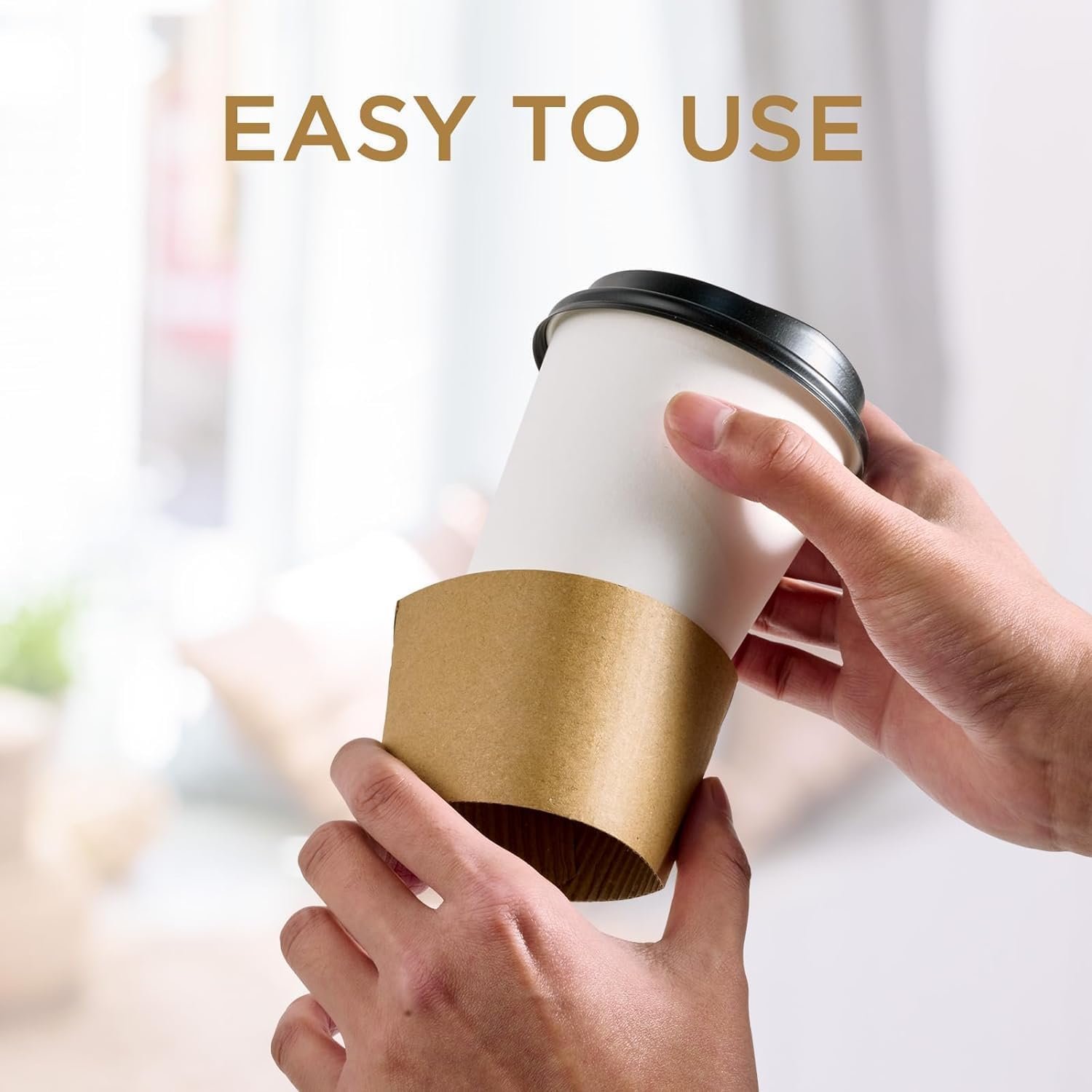 Großhandel individuelle Logo-Papierkaffeebecher mit Kraftärmel in individueller Vollfarbdruck für 12-20 oz Becher, 100 Stück vom Hersteller