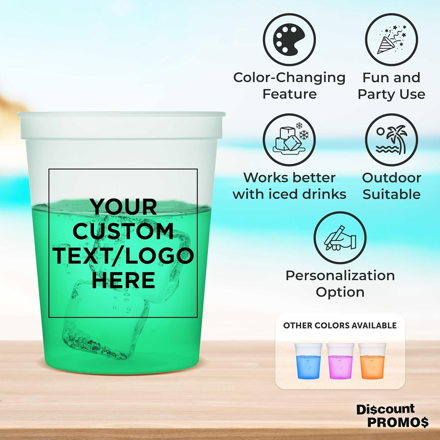 Großhandel 16 oz benutzerdefinierte farbwechselnde Plastikbecher, Set von 10/50/100, perfekt für Geburtstagsfeiern, Hochzeiten, Picknicks, Strände, Partys - OEM, wiederverwendbar, individuelles Logo