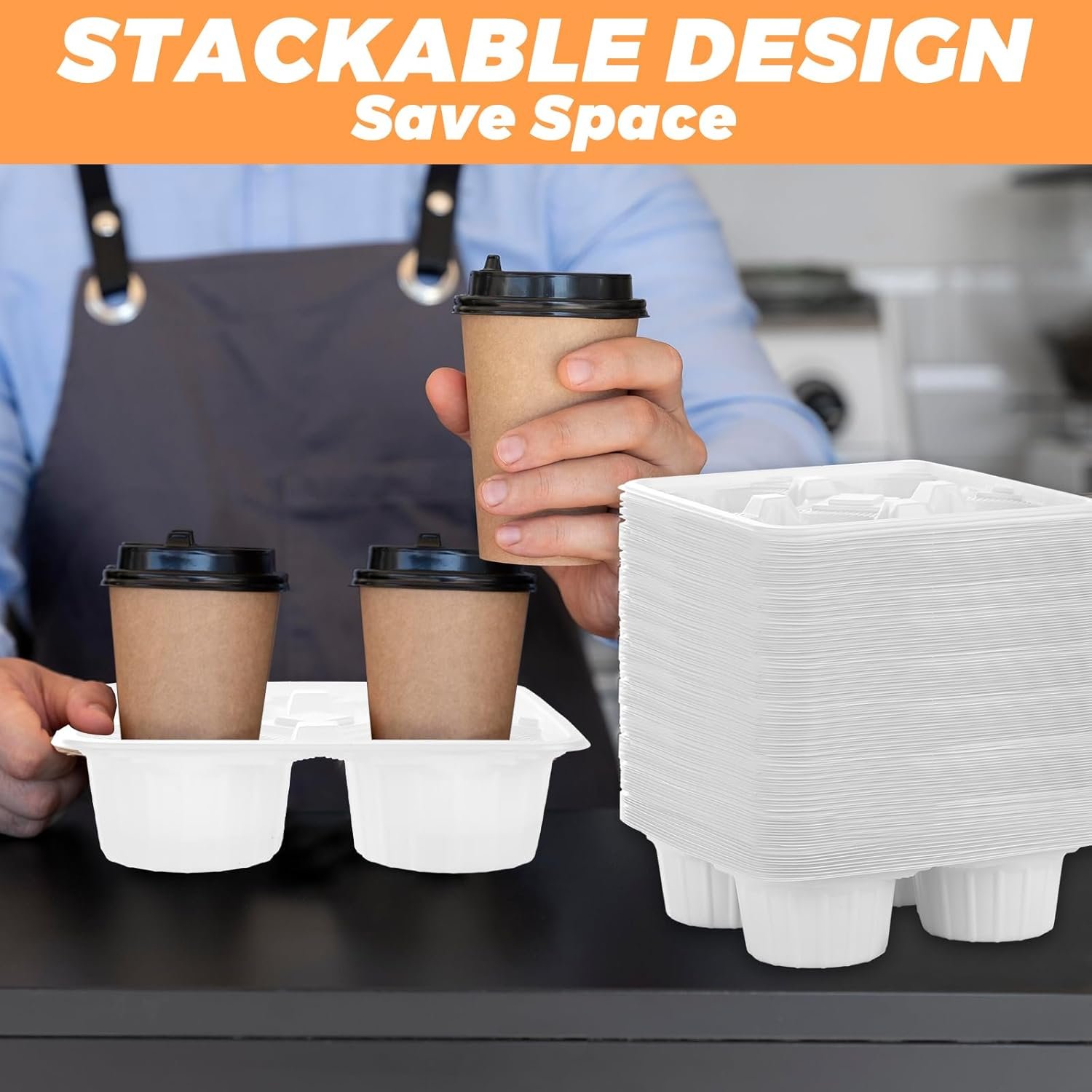 Großhandel 250er Pack 4-Becher Einweg-Träger für Getränke, Kunststoff-Träger für heiße und kalte Getränke, 8-32 oz Kaffeebecher-Halter für Takeaway, Lieferung, Hersteller individuell bedruckt mit eigenem Logo.