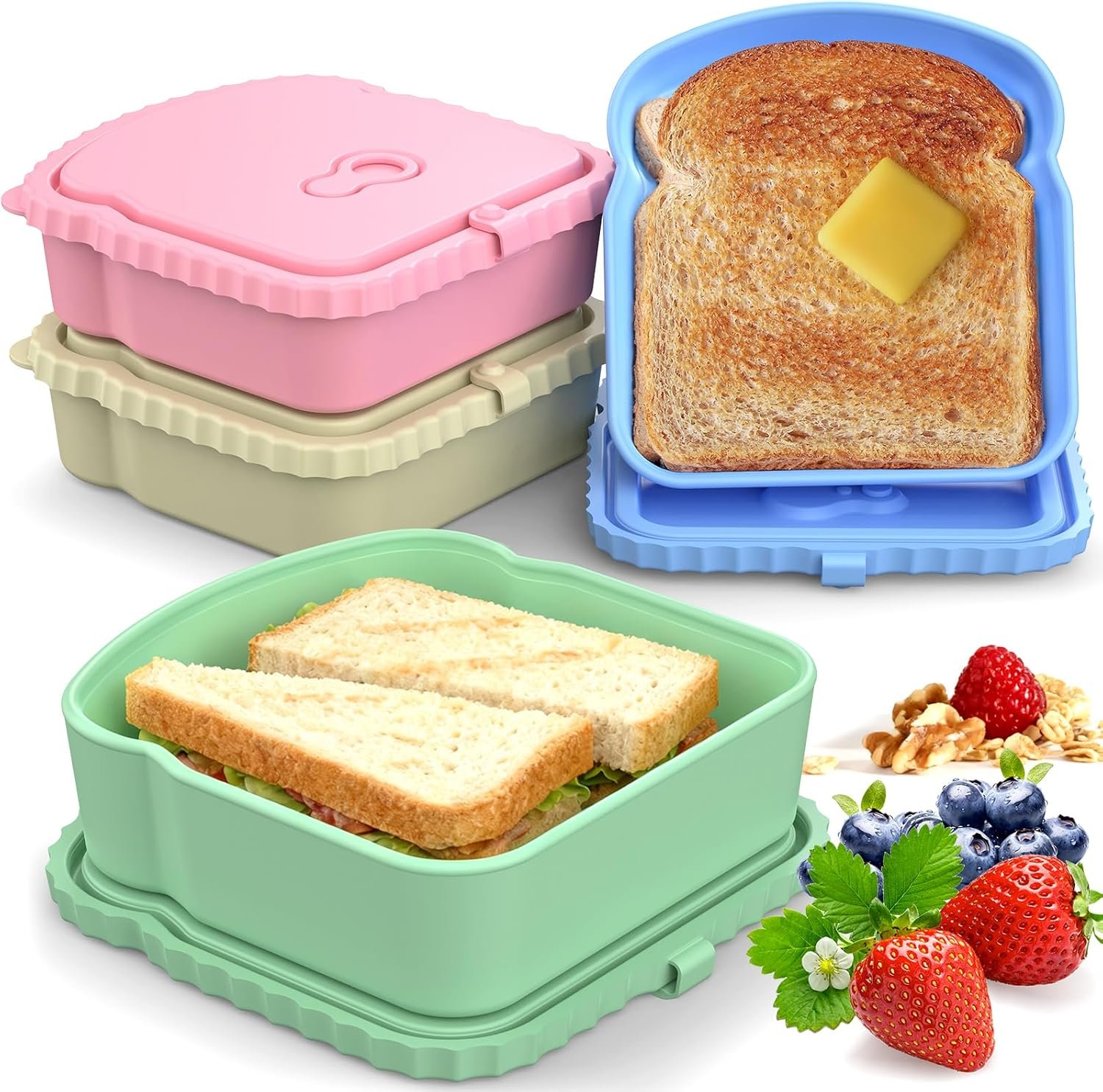 Großhandel 4er Set wiederverwendbare Snack-Boxen, Hersteller von auslaufsicheren Lunchcontainern für Frühstück und Picknick, individuelles Logo für Büro und Reisen