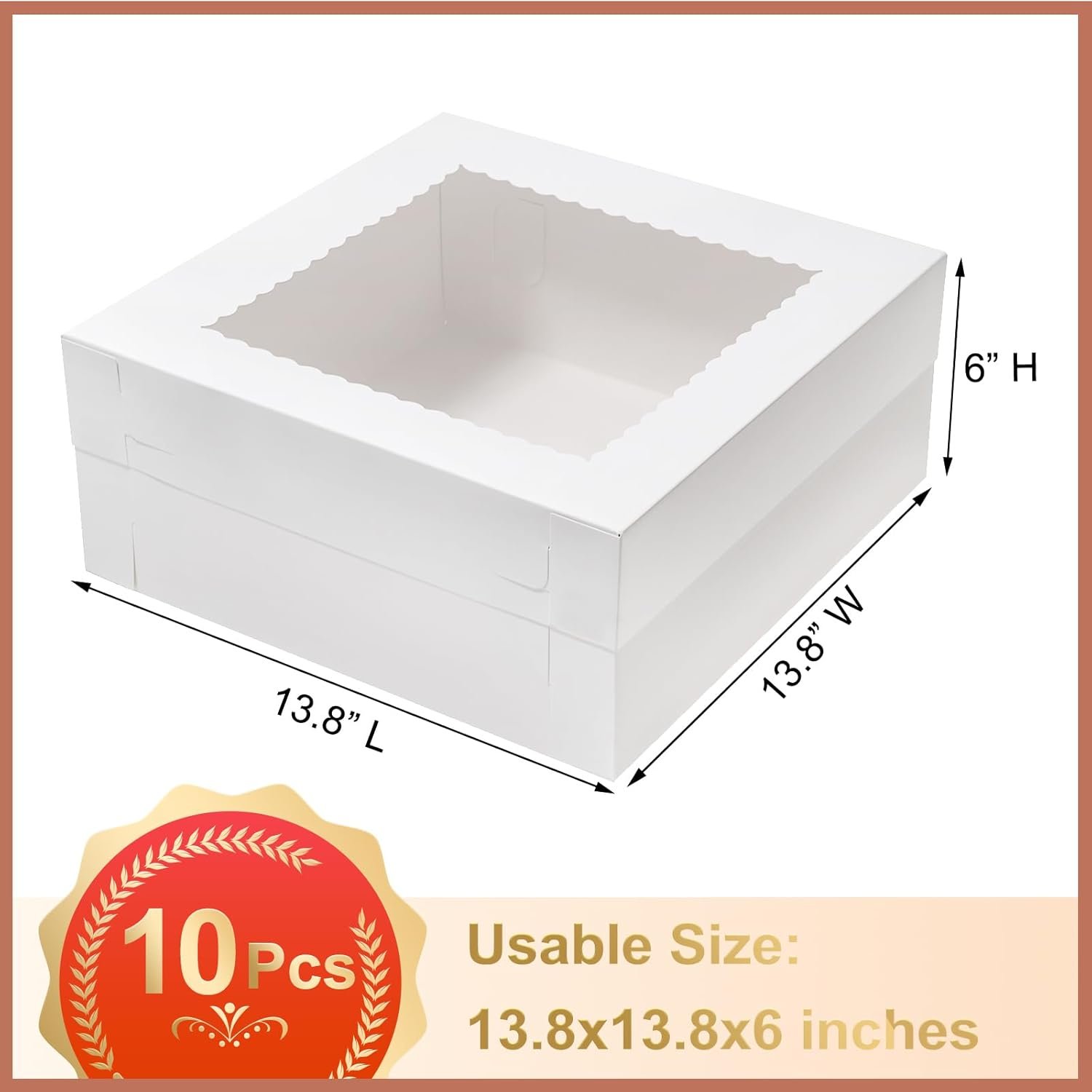 Großhandel 14x14x6 Zoll Kuchenboxen, 10 Stück Backboxen für Torten mit Fenster, Hersteller von hochwertigen 14 Zoll großen hohen Kartontragbehältern mit Deckel für Hochzeiten, Geburtstage, Partys, individuelles Logo.