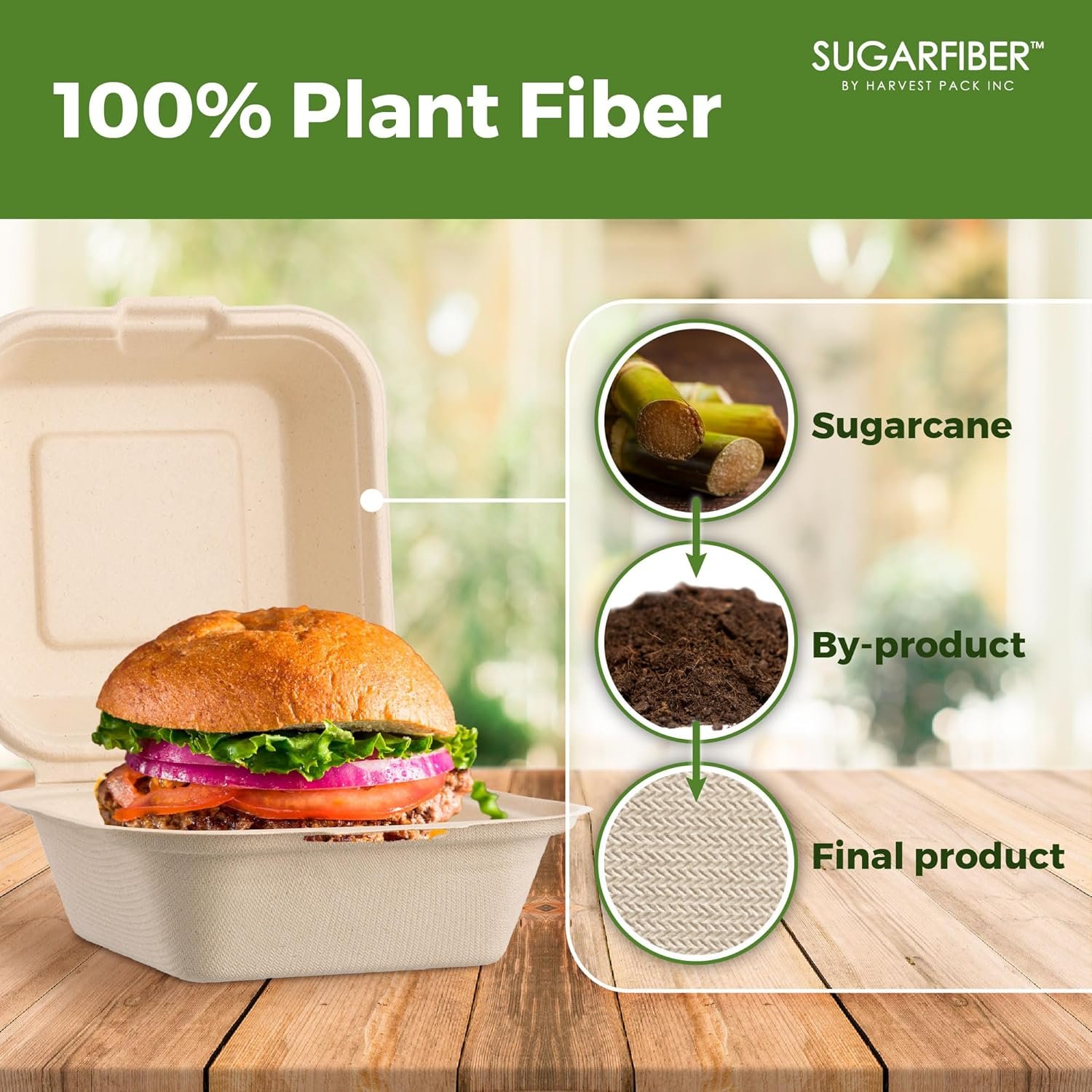 Großhandel 50 Stück kompostierbare Klappbehälter 6 X 6