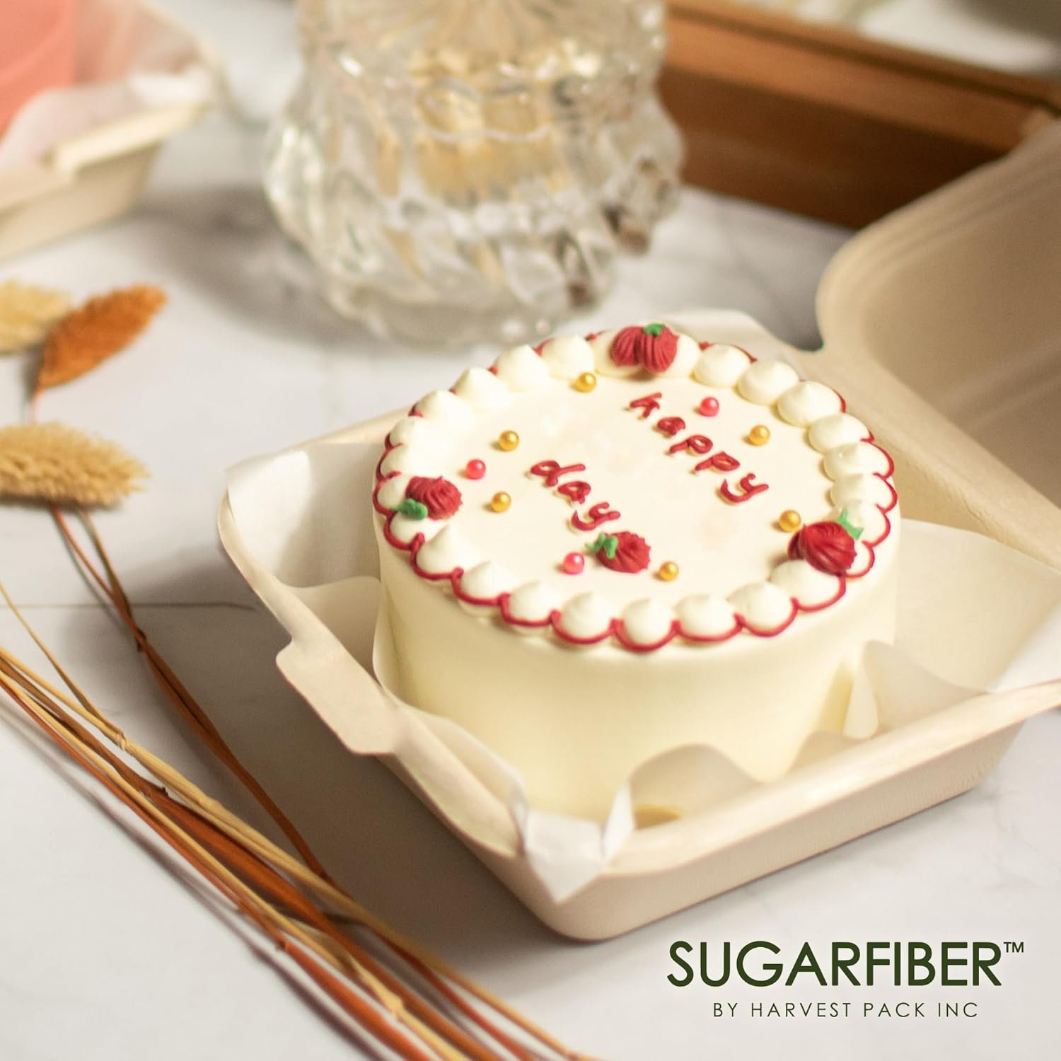 Großhandel 50 Stück kompostierbare Klappbehälter 6 X 6