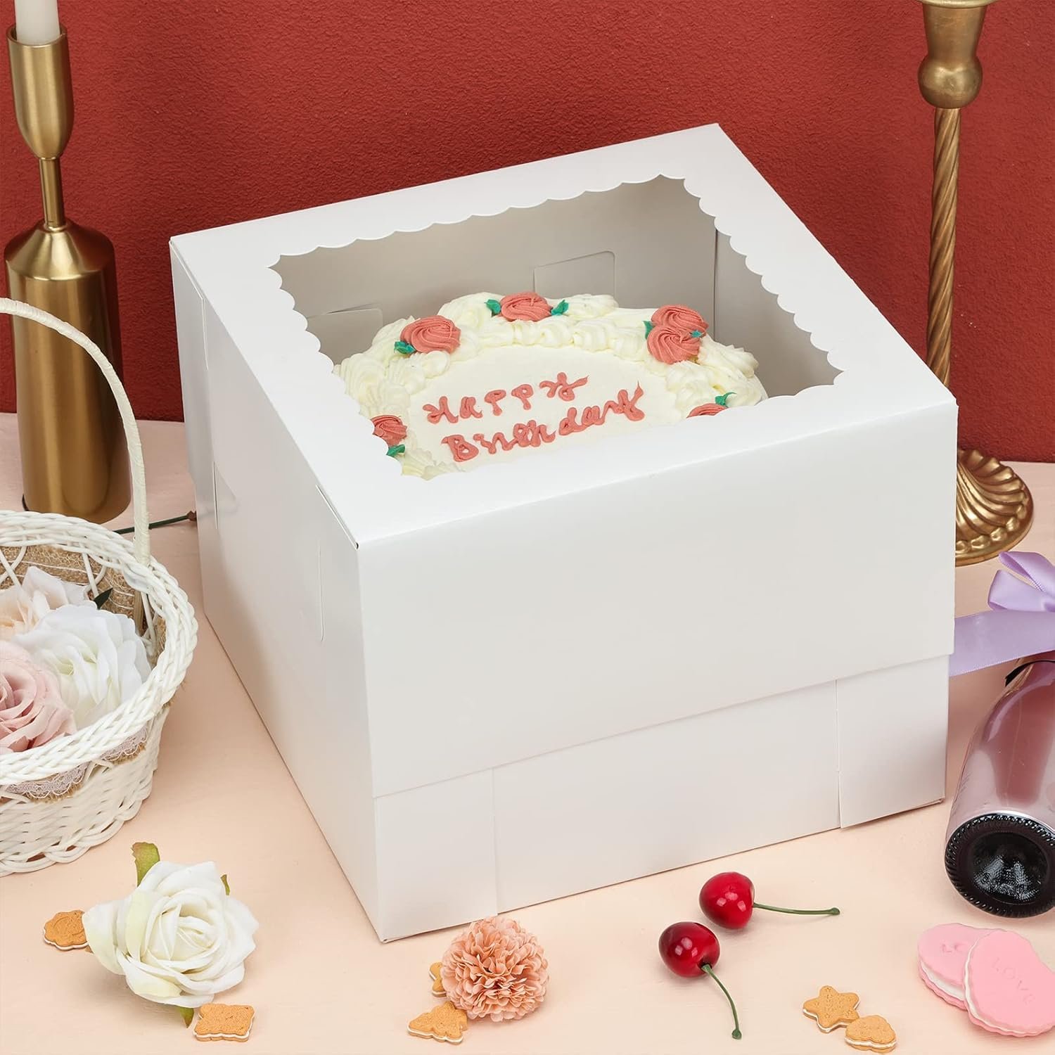 Großhandel 20 Stück Kuchenboxen, 10x10x8 Zoll hohe Kuchenbox mit Fenster, weiße Bäckerei-Box, große Backboxen für Valentinstag, Muttertag, Gebäck, Kuchen, Desserts mit individuellem Logo, hergestellt von einem zuverlässigen Lieferanten. Großhandel 20 Stück Kuchenboxen, 10x10x8 Zoll hohe Kuchenbox mit Fenster, weiße Bäckerei-Box, große Backboxen für Valentinstag, Muttertag, Gebäck, Kuchen, Desserts mit individuellem Logo, hergestellt von einem zuverlässigen Lieferanten.