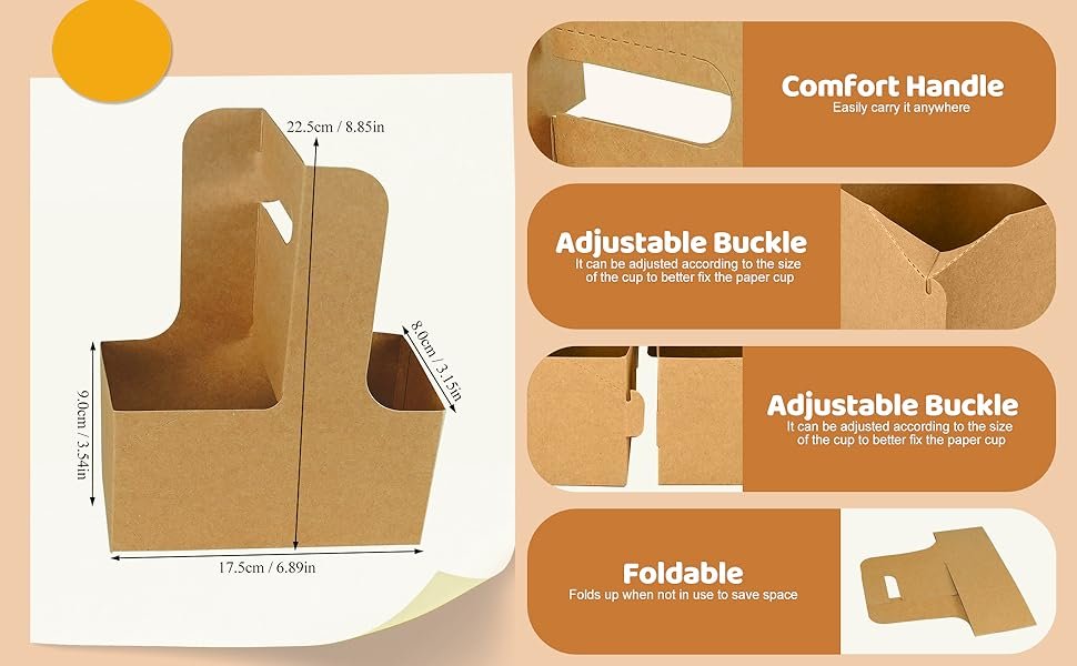 Großhandel 2-Cup Drink Carrier aus Kraftpapier mit Griff, OEM Kaffee Becherhalter für Take Out, 20 Stück in Bulk Großhandel 2-Cup Drink Carrier aus Kraftpapier mit Griff, OEM Kaffee Becherhalter für Take Out, 20 Stück in Bulk