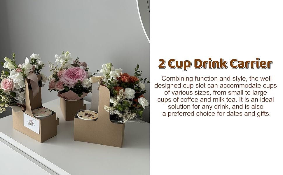 Großhandel 2-Cup Drink Carrier aus Kraftpapier mit Griff, OEM Kaffee Becherhalter für Take Out, 20 Stück in Bulk Großhandel 2-Cup Drink Carrier aus Kraftpapier mit Griff, OEM Kaffee Becherhalter für Take Out, 20 Stück in Bulk