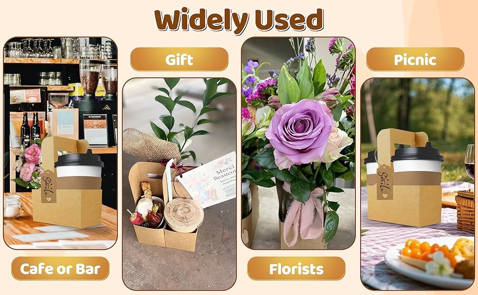 Großhandel 2-Cup Drink Carrier aus Kraftpapier mit Griff, OEM Kaffee Becherhalter für Take Out, 20 Stück in Bulk Großhandel 2-Cup Drink Carrier aus Kraftpapier mit Griff, OEM Kaffee Becherhalter für Take Out, 20 Stück in Bulk